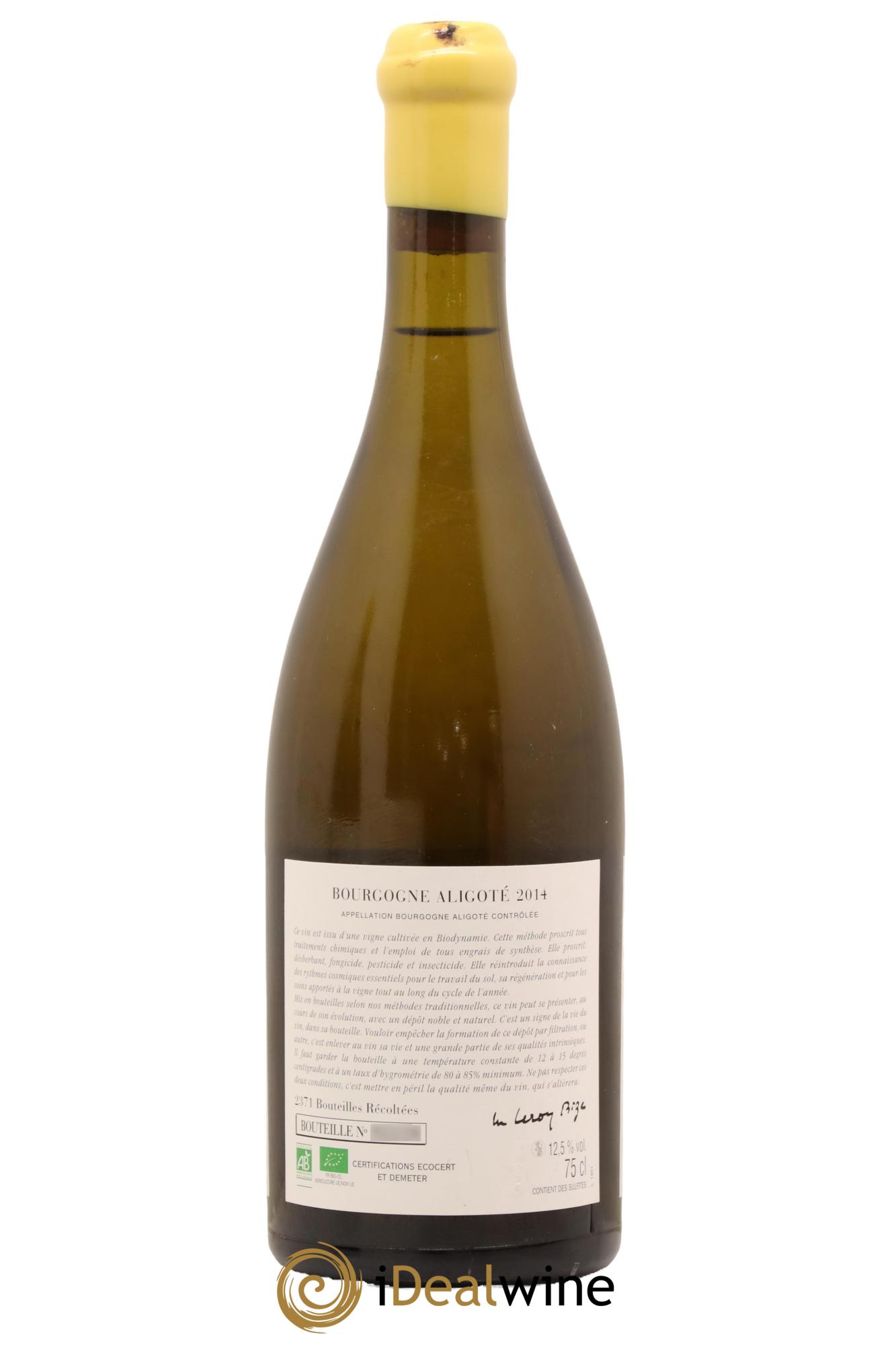Bourgogne Aligoté Sous Chatelet d'Auvenay (Domaine) 2014 - Lot de 1 bouteille - 1