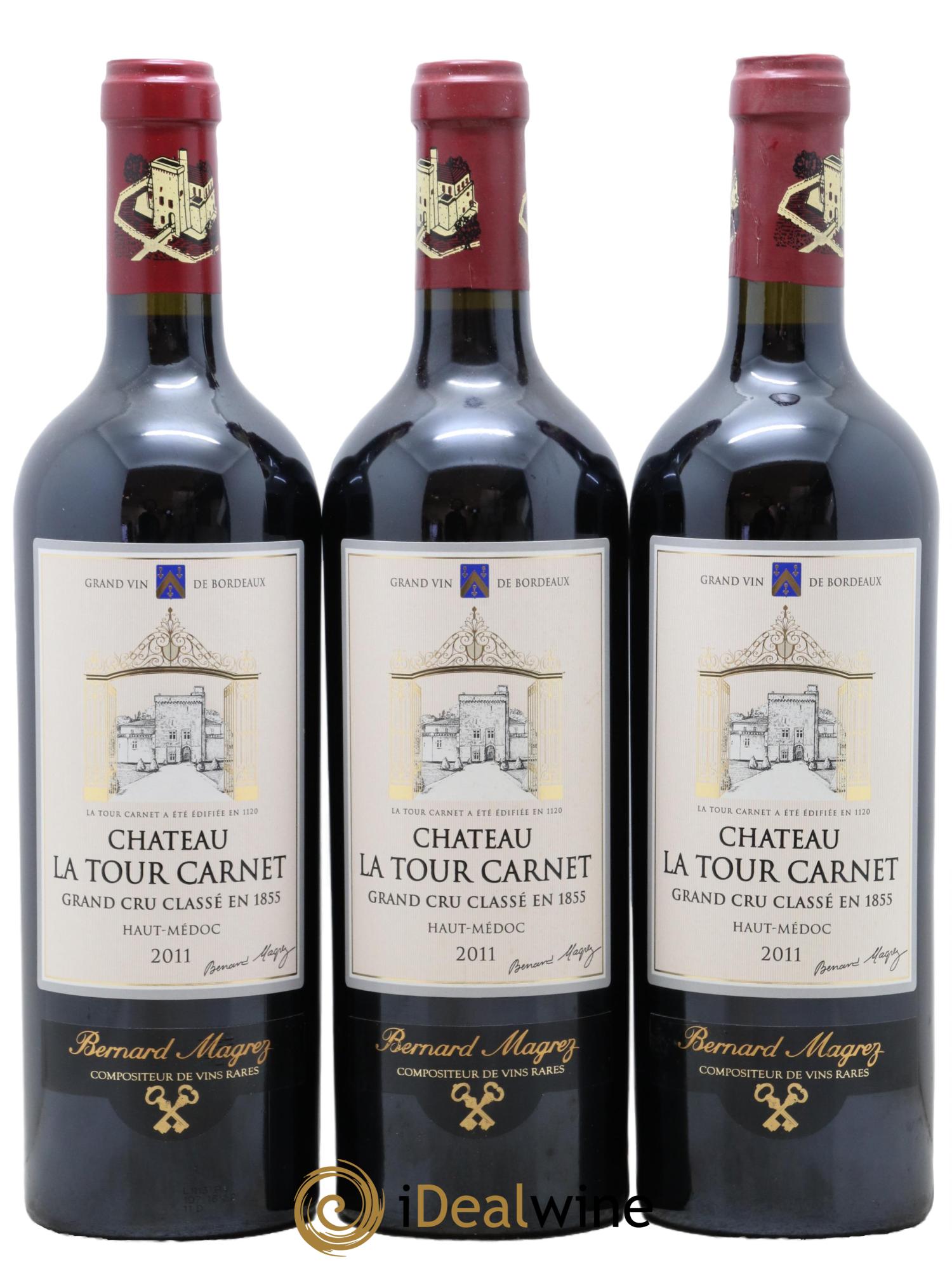 Château la Tour Carnet 4ème Grand Cru Classé 2011 - Lot of 3 bottles - 0
