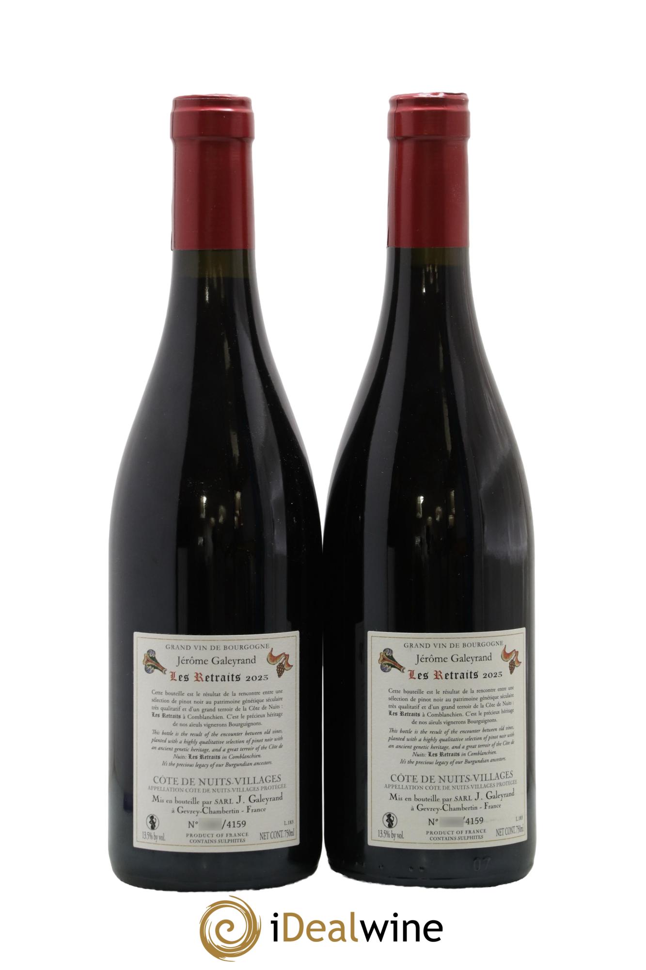 Côte de Nuits-Villages Les Retraits Jérôme Galeyrand 2023 - Lot of 2 bottles - 1