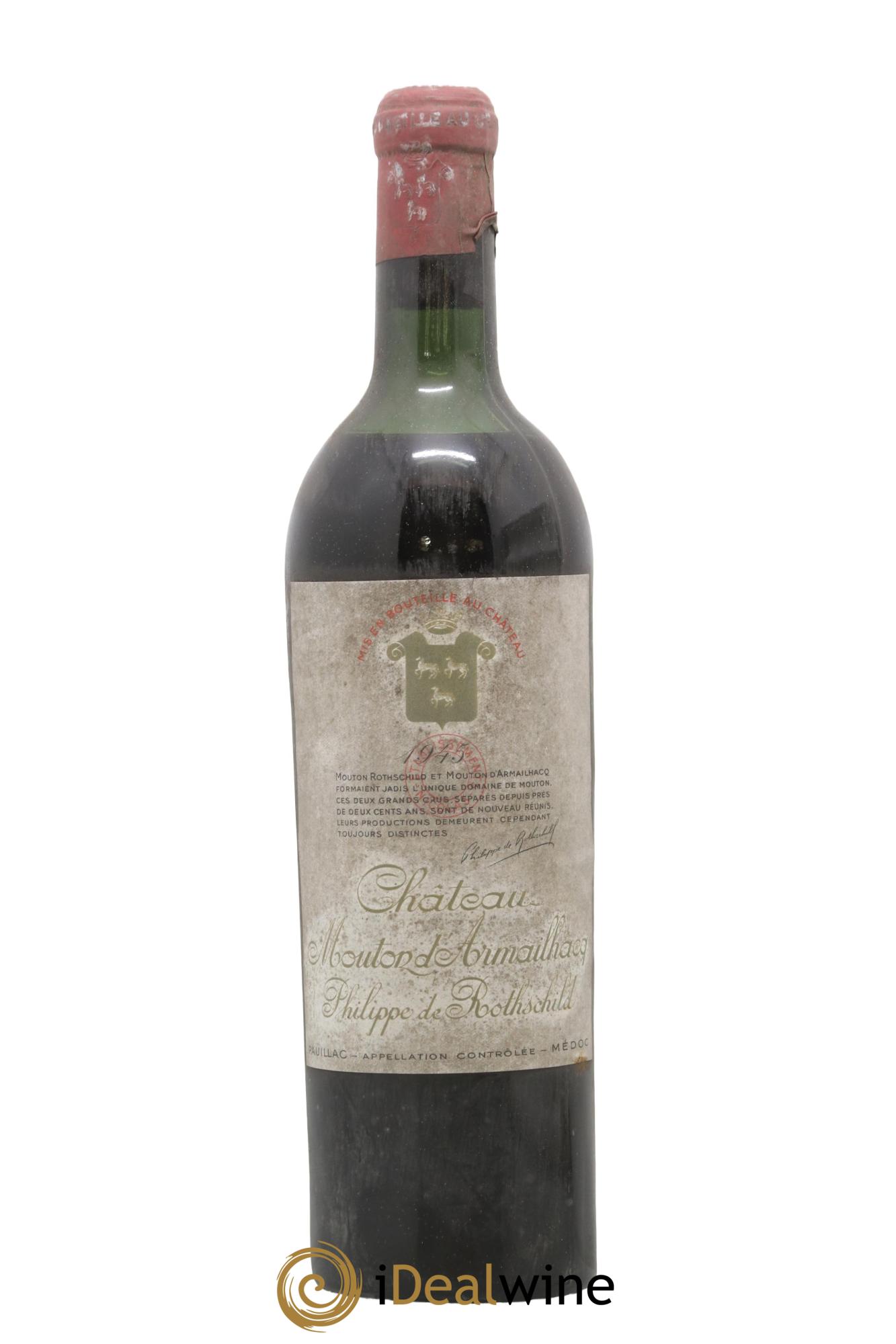 Château d' Armailhac - Mouton Baron(ne) Philippe 5ème Grand Cru Classé 1945 - Lot of 1 bottle - 0