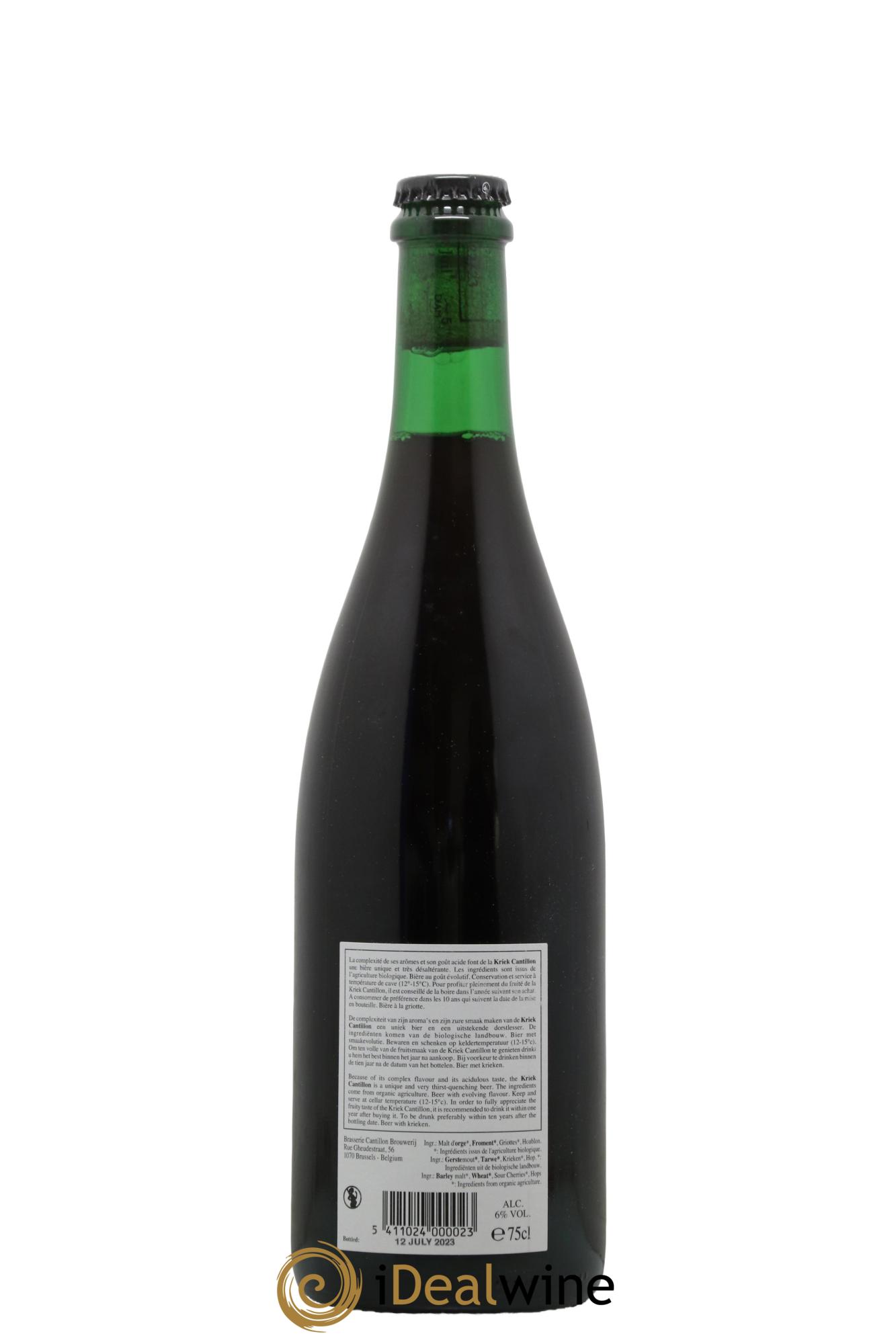 Bière Lambic Kriek Cantillon enbouteillée en 2023 - Lot de 1 bouteille - 1