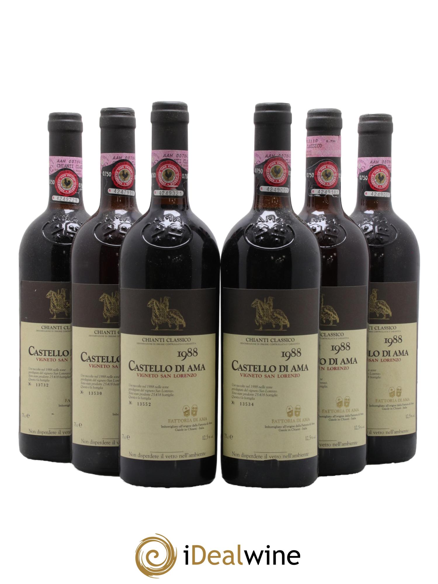 Chianti Classico DOCG San Lorenzo Castello di Ama 1988 - Lot de 6 bouteilles - 0
