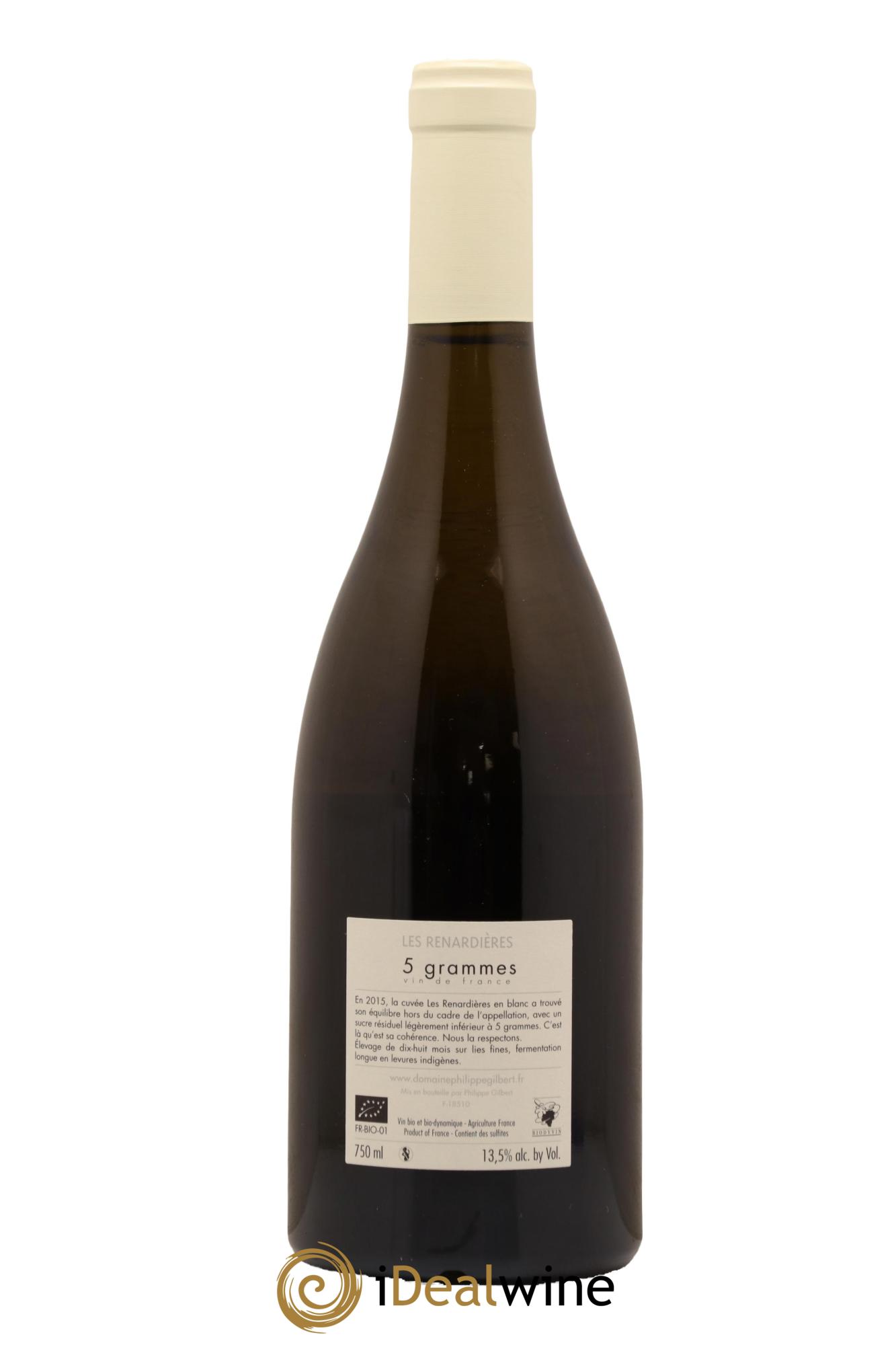 Vin de France Les Renardieres 5 grammes Domaine Philippe Gilbert 2015 - Lot de 1 bouteille - 1