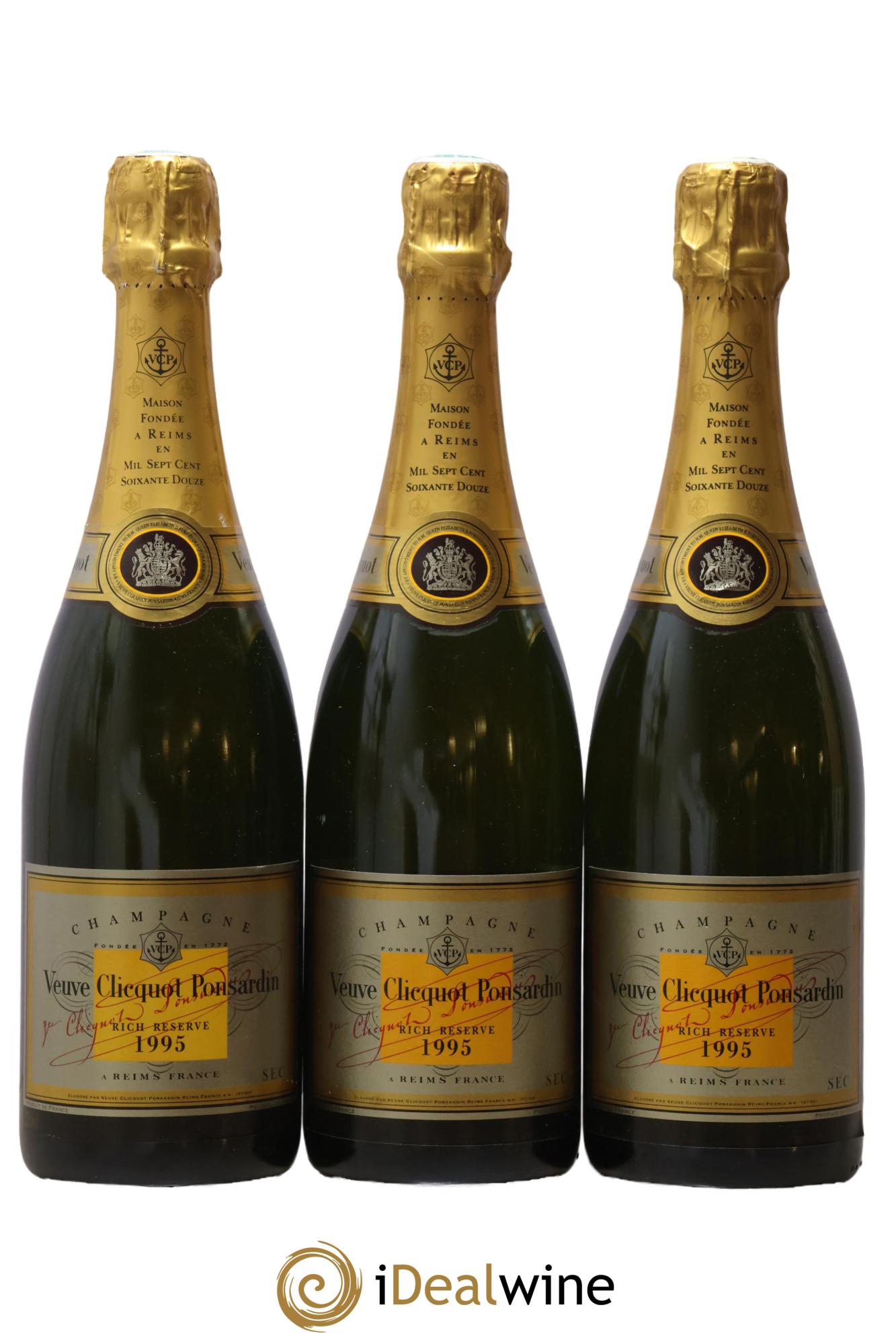Champagne Rich Réserve Veuve Clicquot Ponsardin 1995 - Lot de 3 bouteilles - 0