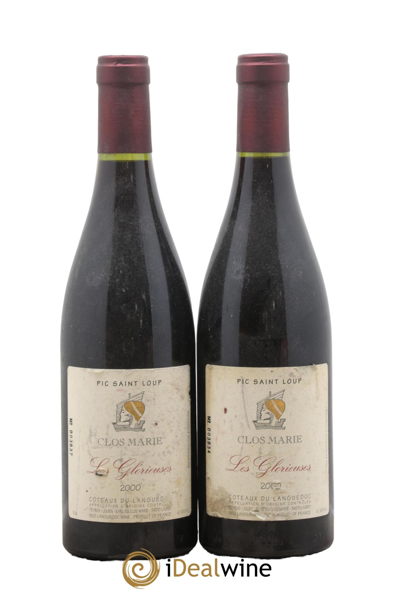 Coteaux du Languedoc Pic Saint-Loup Clos Marie Les Glorieuses Christophe Peyrus et Françoise Julien 2000 - Posten von 2 Flaschen - 0