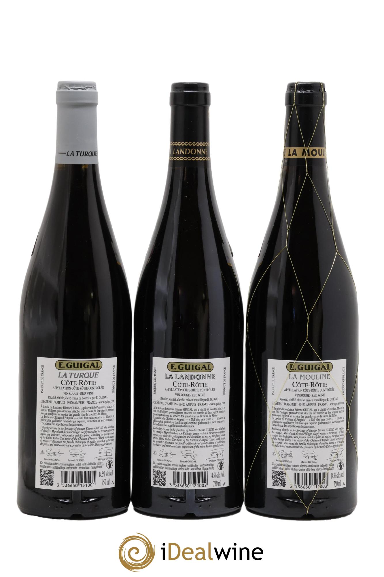 Côte-Rôtie Guigal Trilogie La Turque - La Landonne - La Mouline 2019 - Lot of 3 bottles - 1