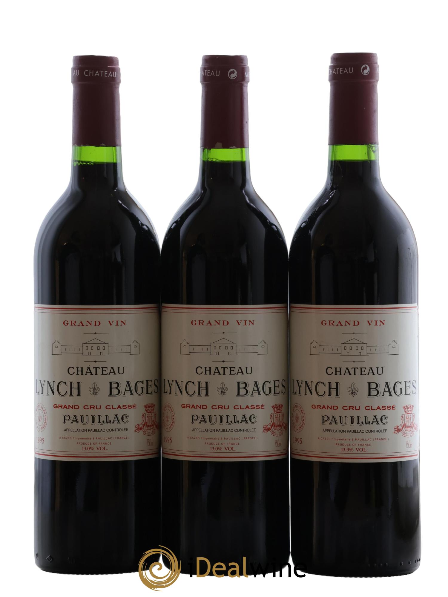 Château Lynch Bages 5ème Grand Cru Classé 1995 - Lot de 3 bouteilles - 0