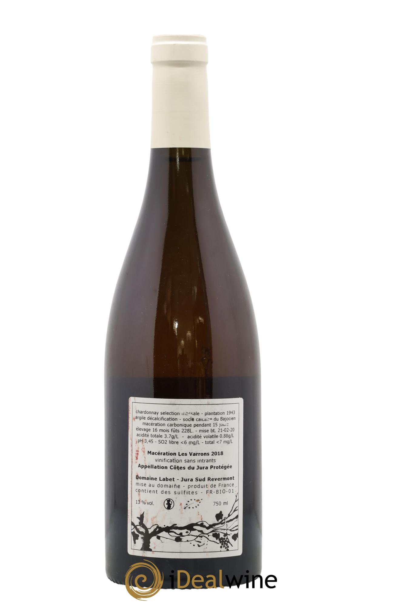 Côtes du Jura Chardonnay Les Varrons Macération Romain - Julien  - Charline Labet 2018 - Lotto di 1 bottiglia - 1