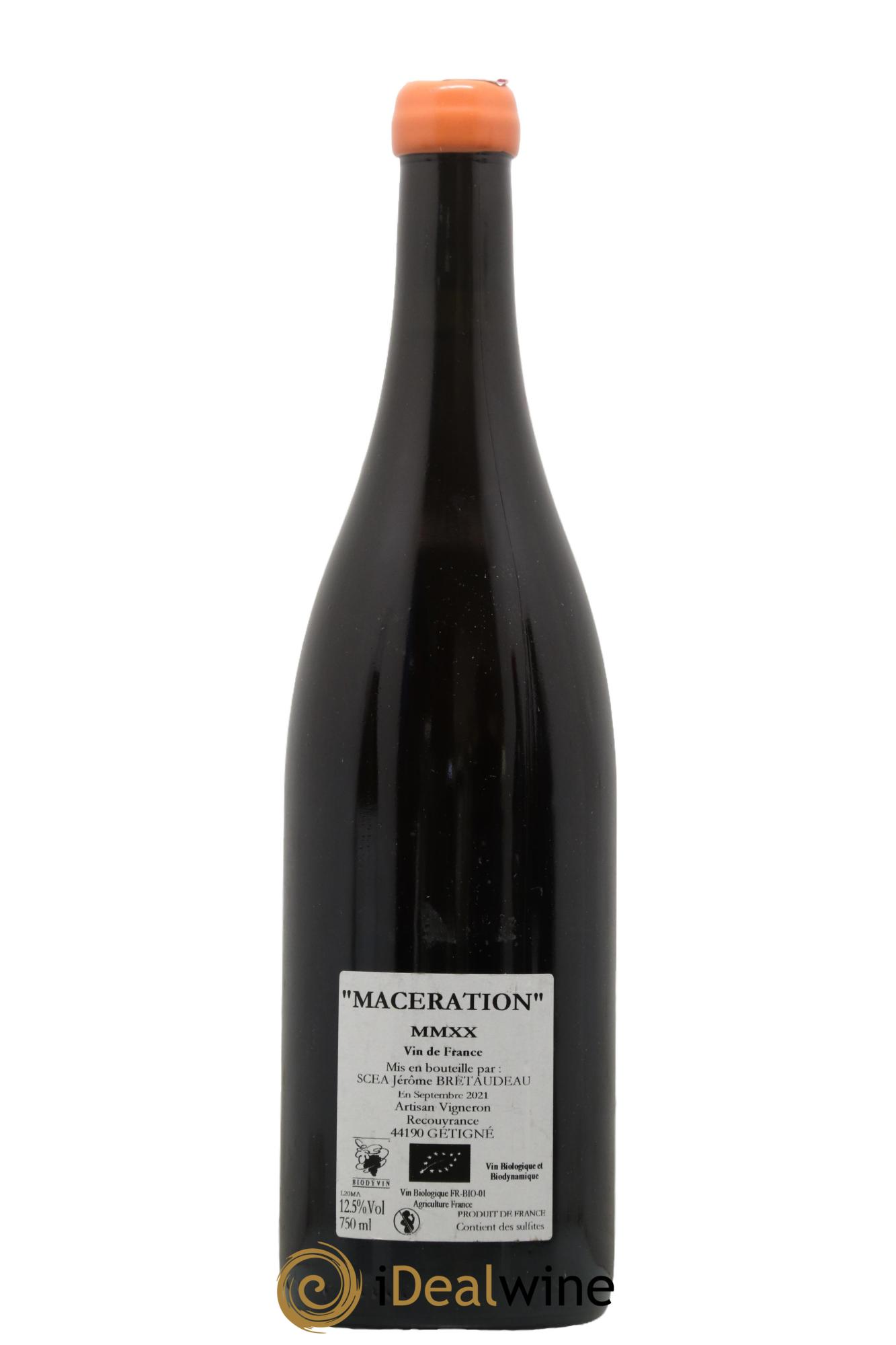 Vin de France Macération Jérôme Bretaudeau - Domaine de Bellevue 2020 - Lot de 1 bouteille - 1
