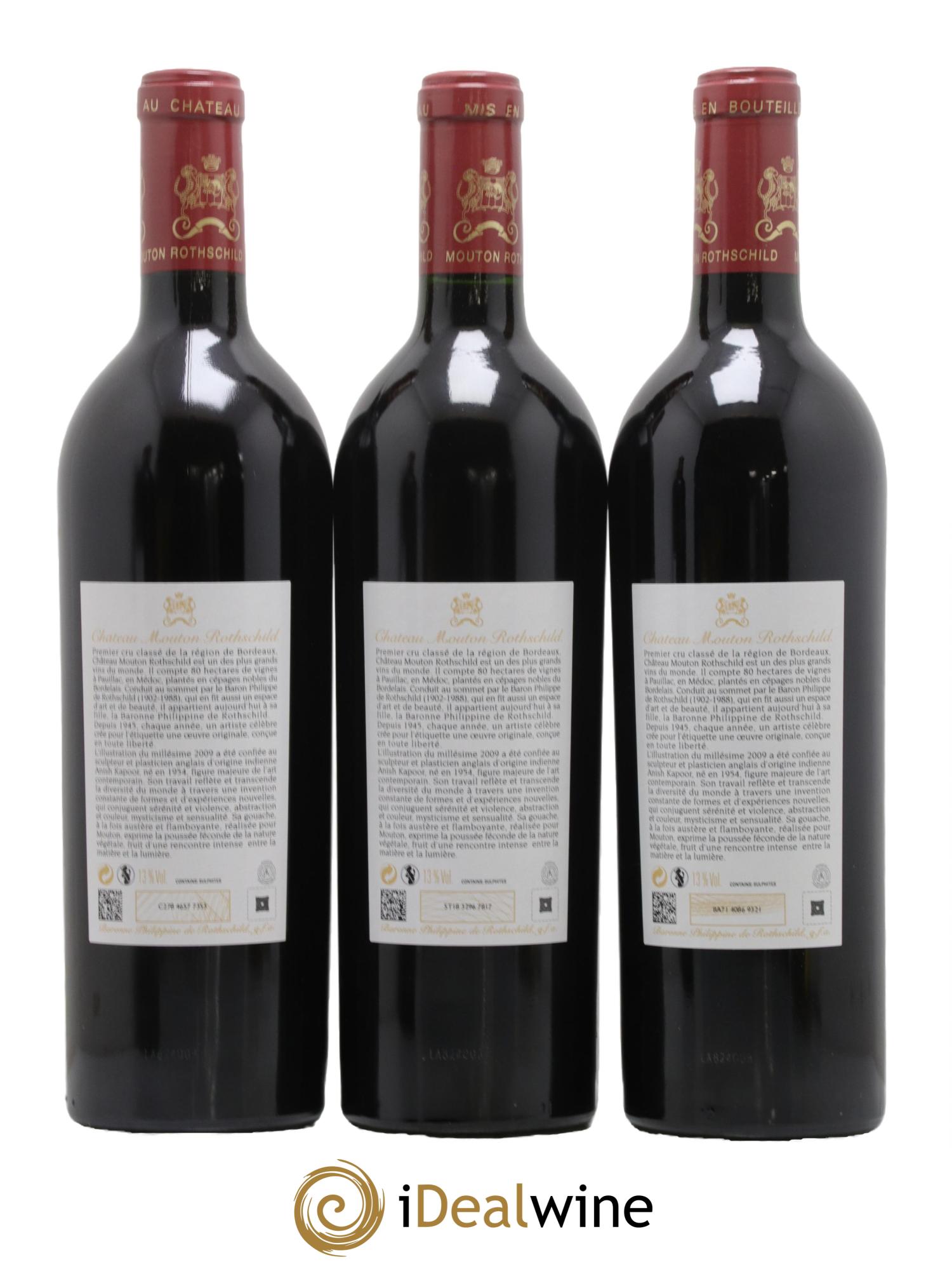 Château Mouton Rothschild 1er Grand Cru Classé 2009 - Lot de 3 bouteilles - 1