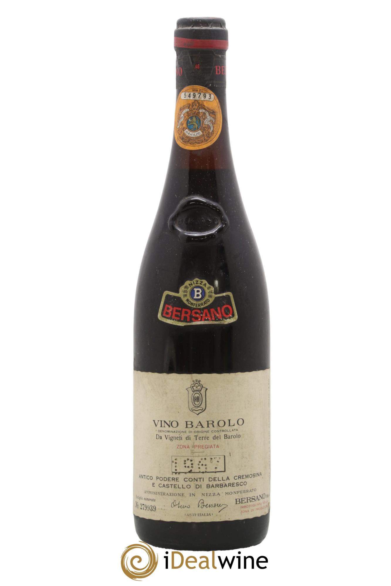 Barolo Bersano Conti Della Cremosina 1967 - Lot de 1 bouteille - 0