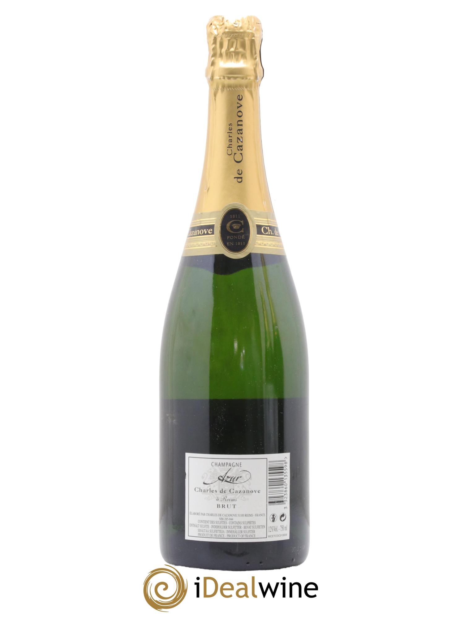 Champagne Brut cuvee Azur Charles de Cazanove - Lot de 1 bouteille - 1