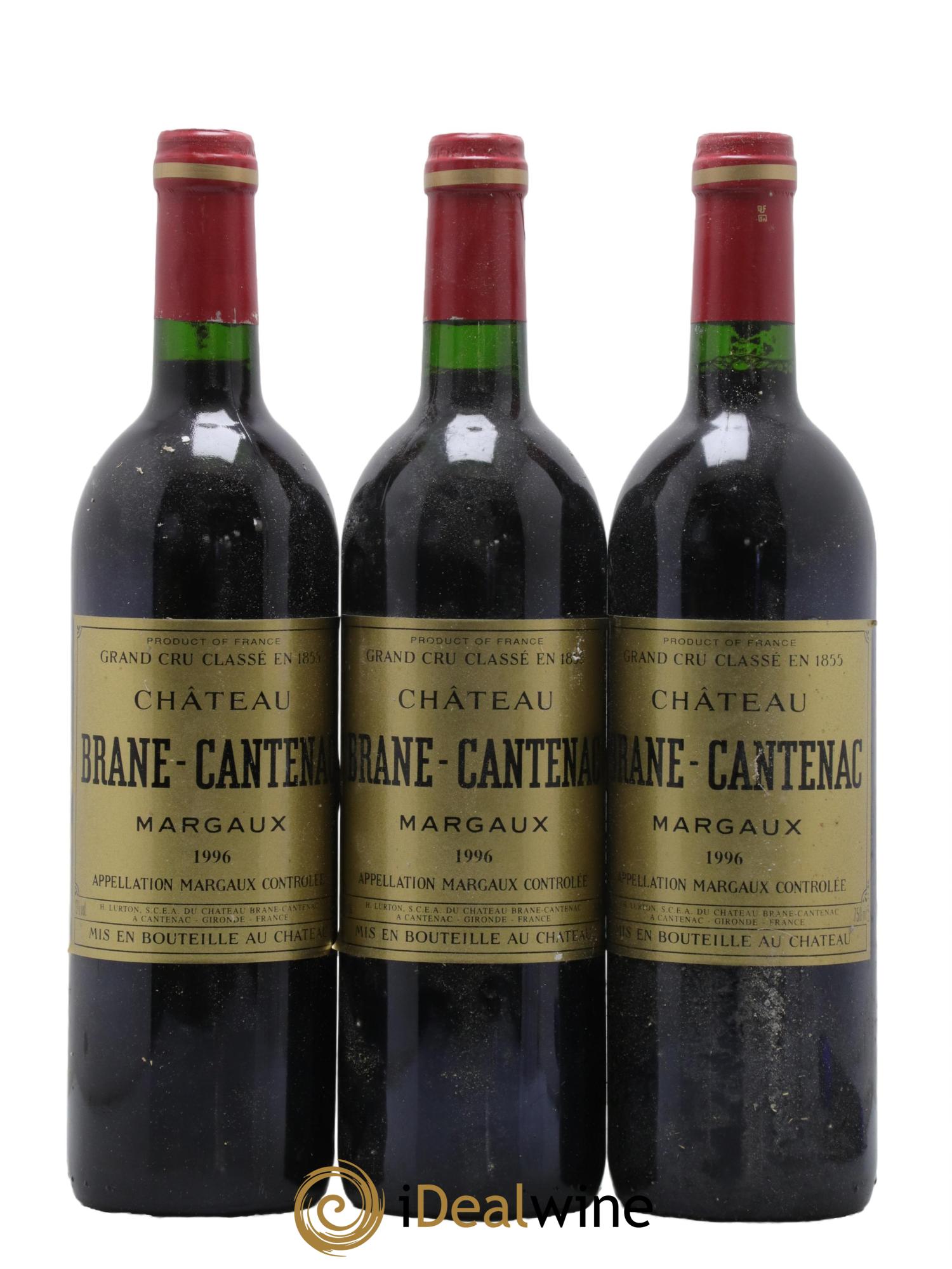 Château Brane Cantenac 2ème Grand Cru Classé 1996 - Lot de 3 bouteilles - 0