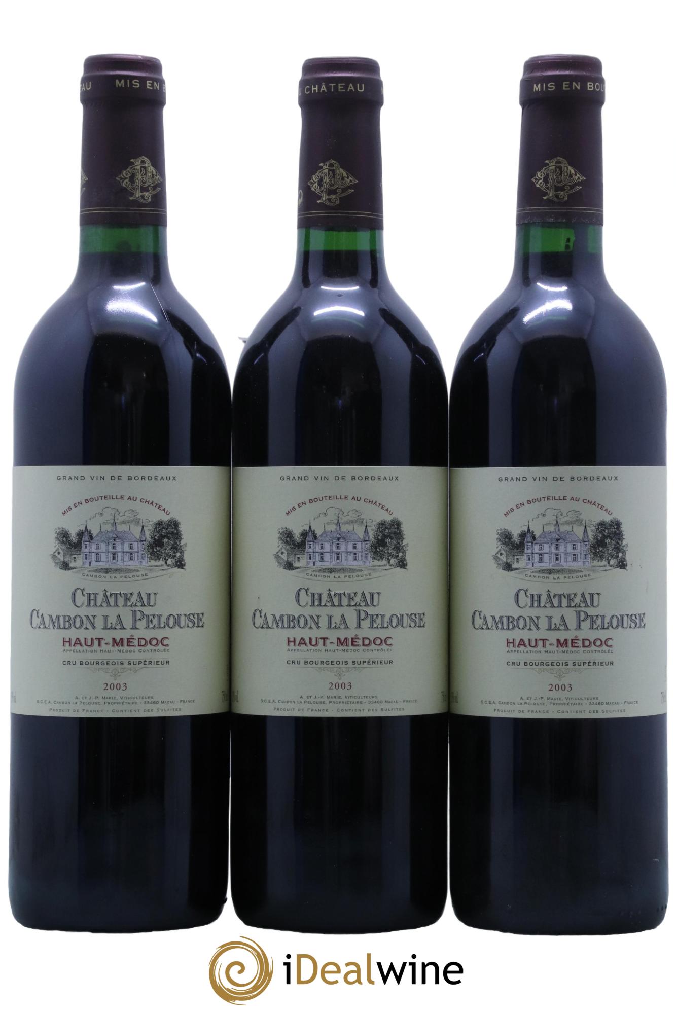 Château Cambon la Pelouse Cru Bourgeois 2003 - Lot de 3 bouteilles - 0