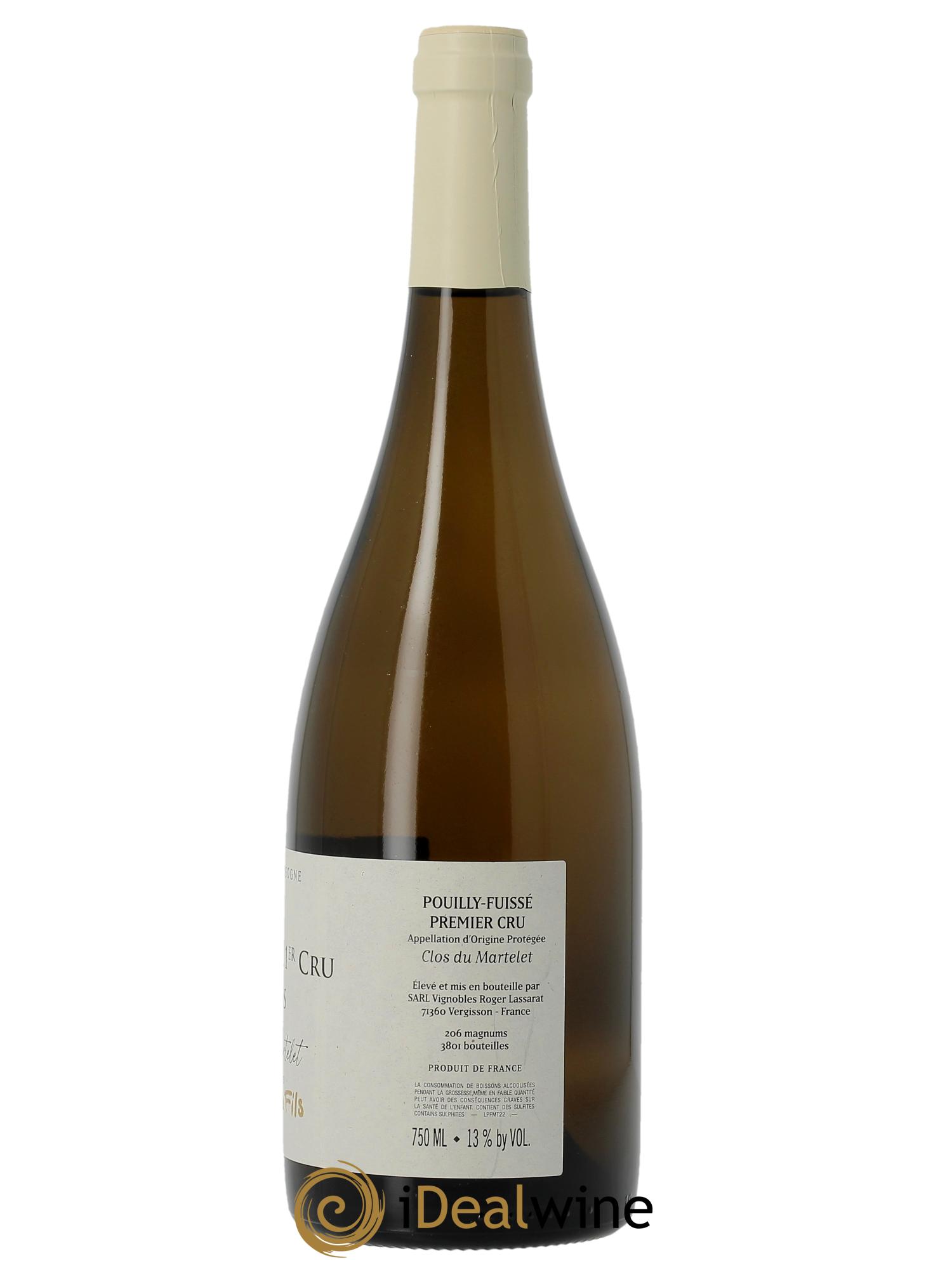 Pouilly-Fuissé 1er Cru Les Crays - Clos du Martelet Domaine Lassarat 2022 - Lot of 1 bottle - 1