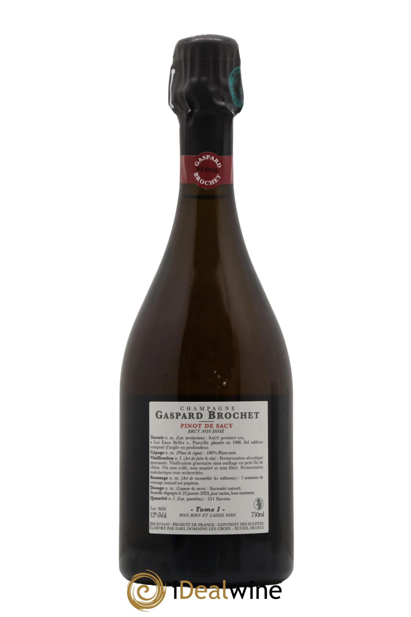 Champagne Pinot de Sacy Tome I Le Cochon Maison Gaspard Brochet - Posten von 1 Flasche - 1