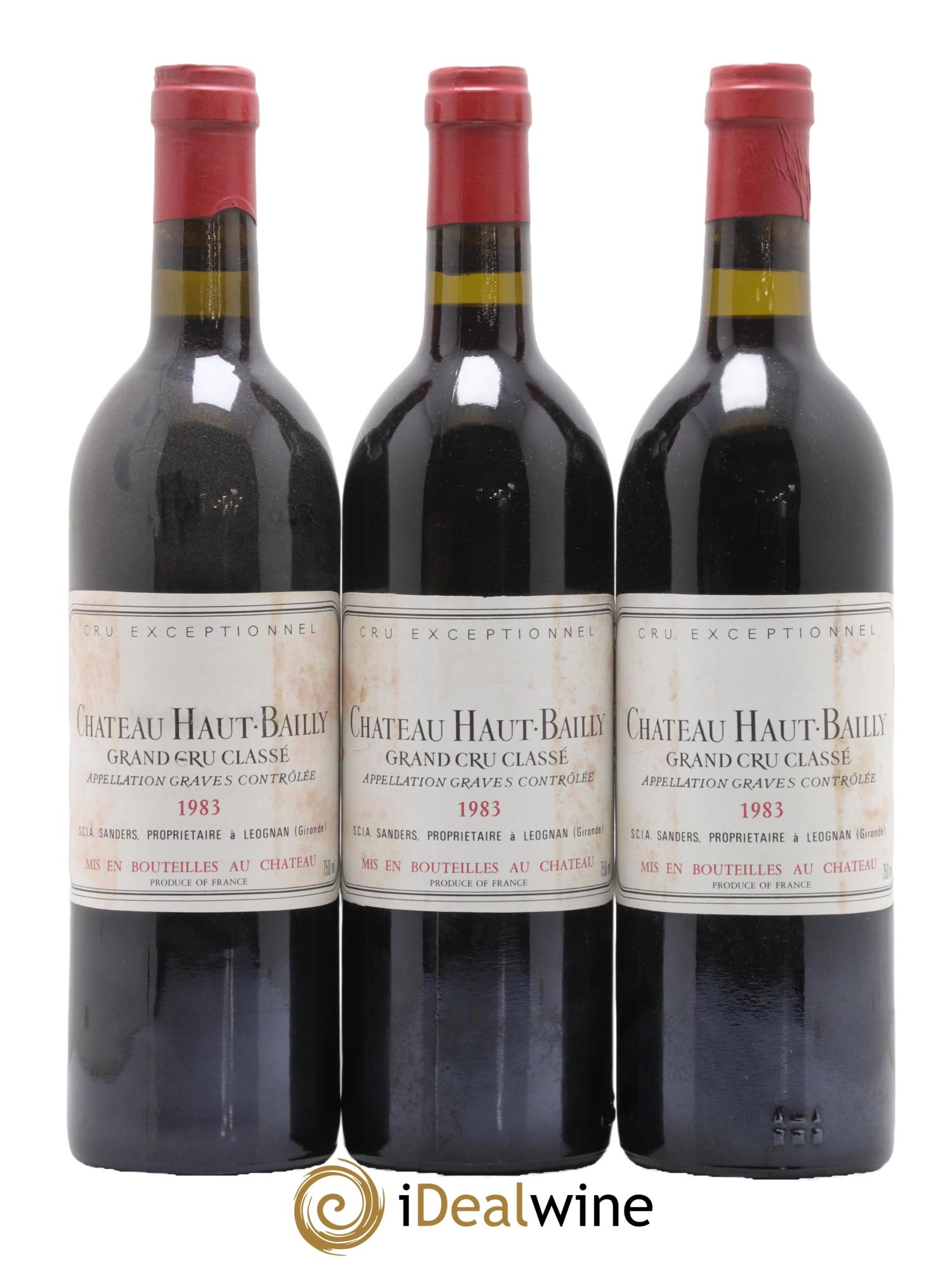 Château Haut-Bailly Cru Classé de Graves 1983 - Lot de 3 bouteilles - 0