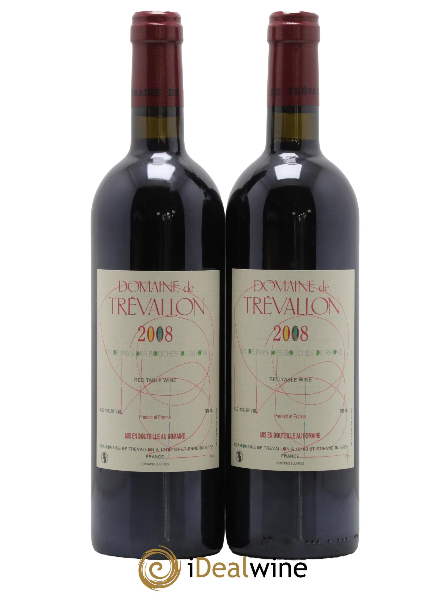 VDP Bouches du Rhône Trévallon (Domaine de) Eloi Dürrbach 2008 - Lot de 2 bouteilles - 0