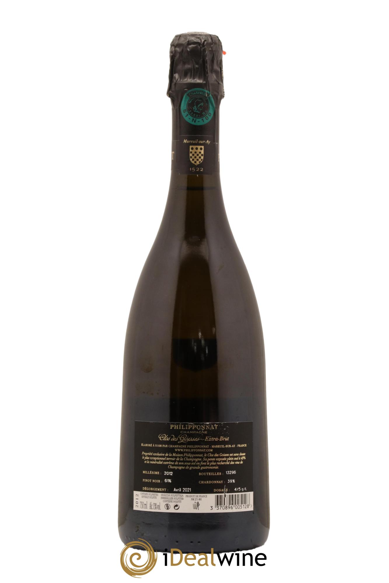 Clos des Goisses Philipponnat 2012 - Lot of 1 bottle - 1