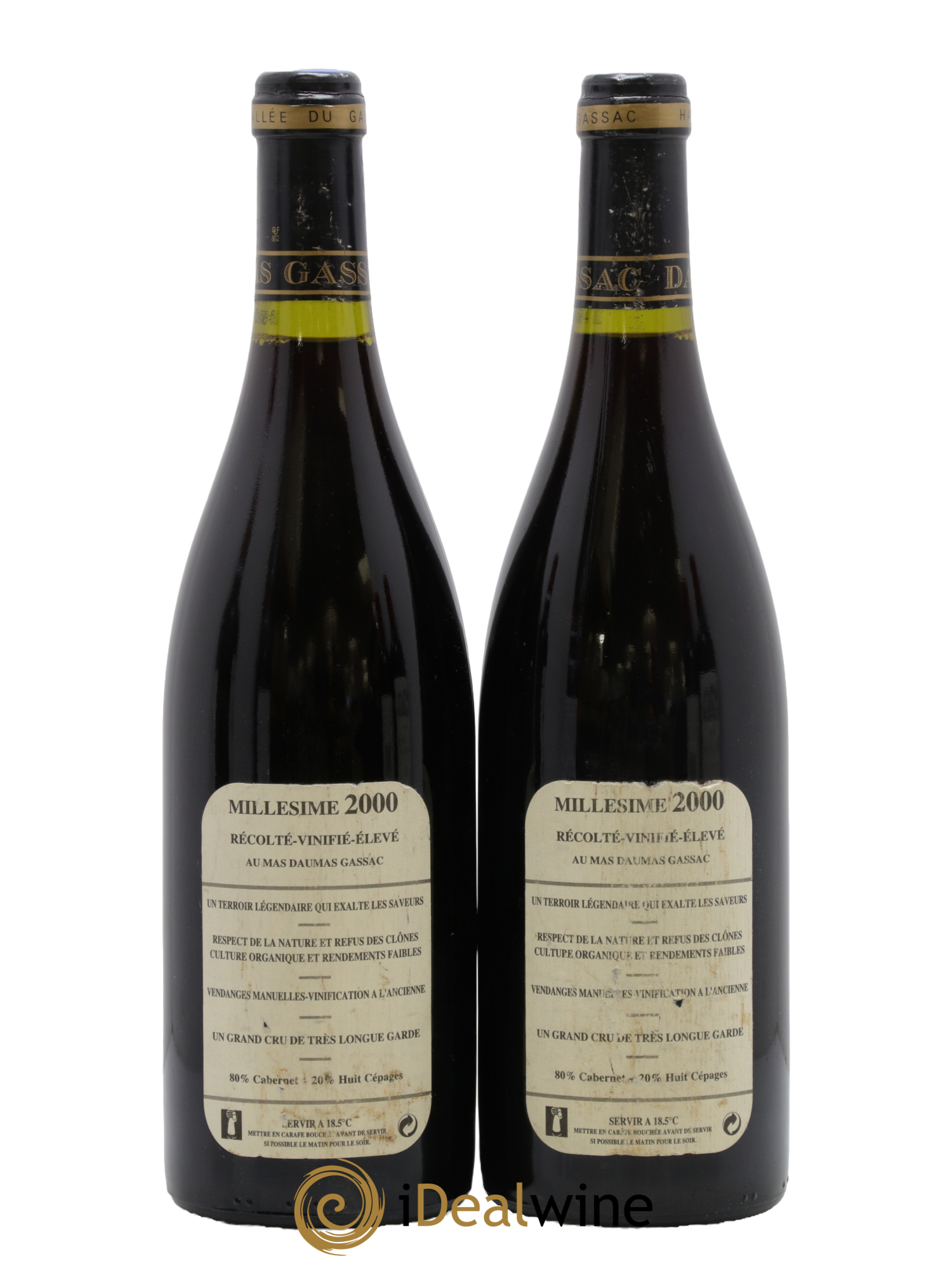 Saint-Guilhem-le-Désert - Cité d'Aniane Mas Daumas Gassac Famille Guibert de La Vaissière 2000 - Lot de 2 bouteilles - 1