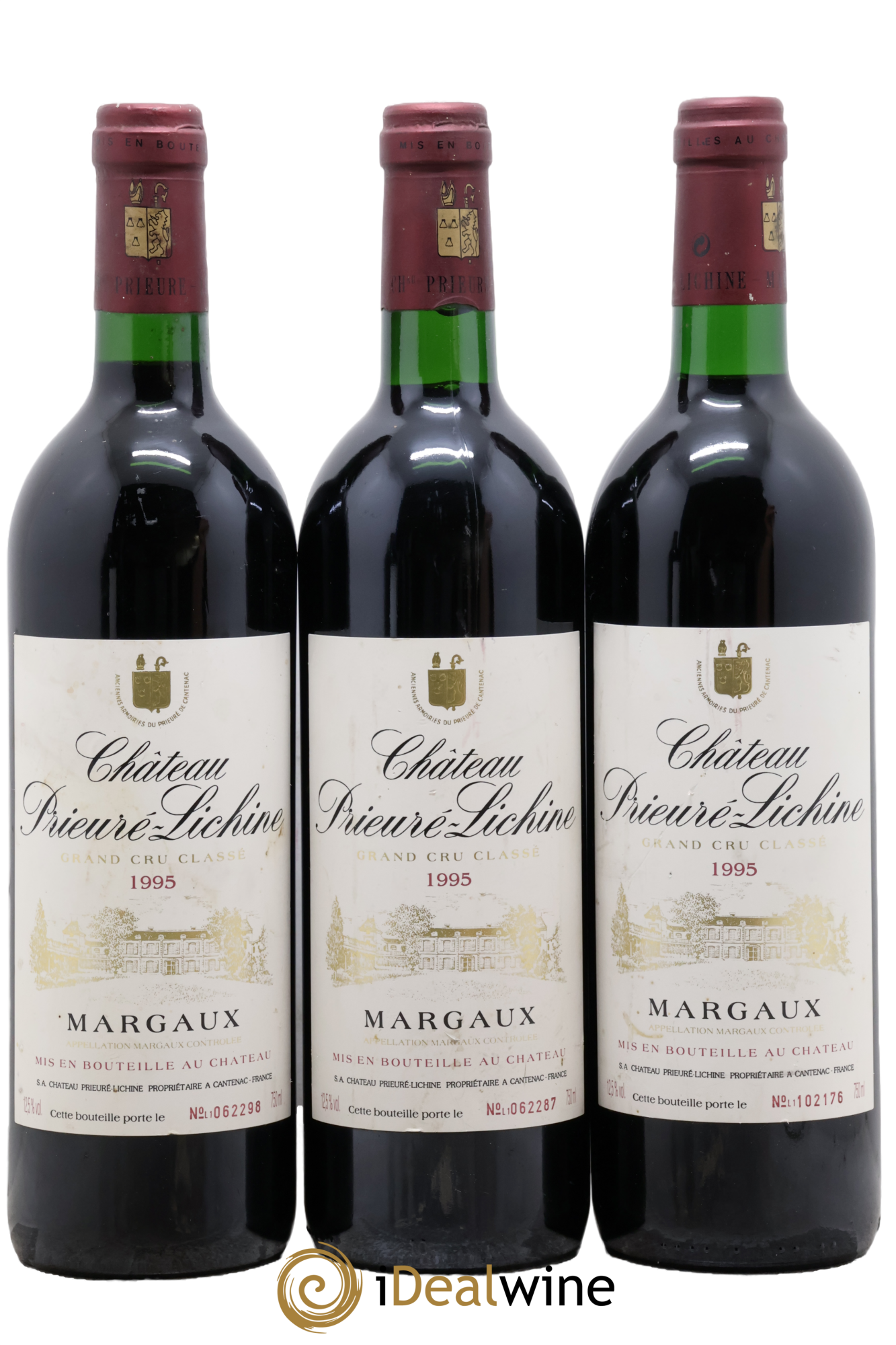 Château Prieuré Lichine 4ème Grand Cru Classé 1995 - Lotto di 3 bottiglie - 0