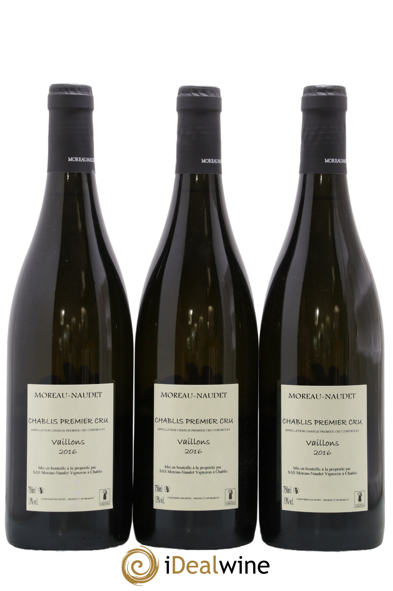 Chablis 1er Cru Vaillons Moreau-Naudet 2016 - Lot of 3 bottles - 1