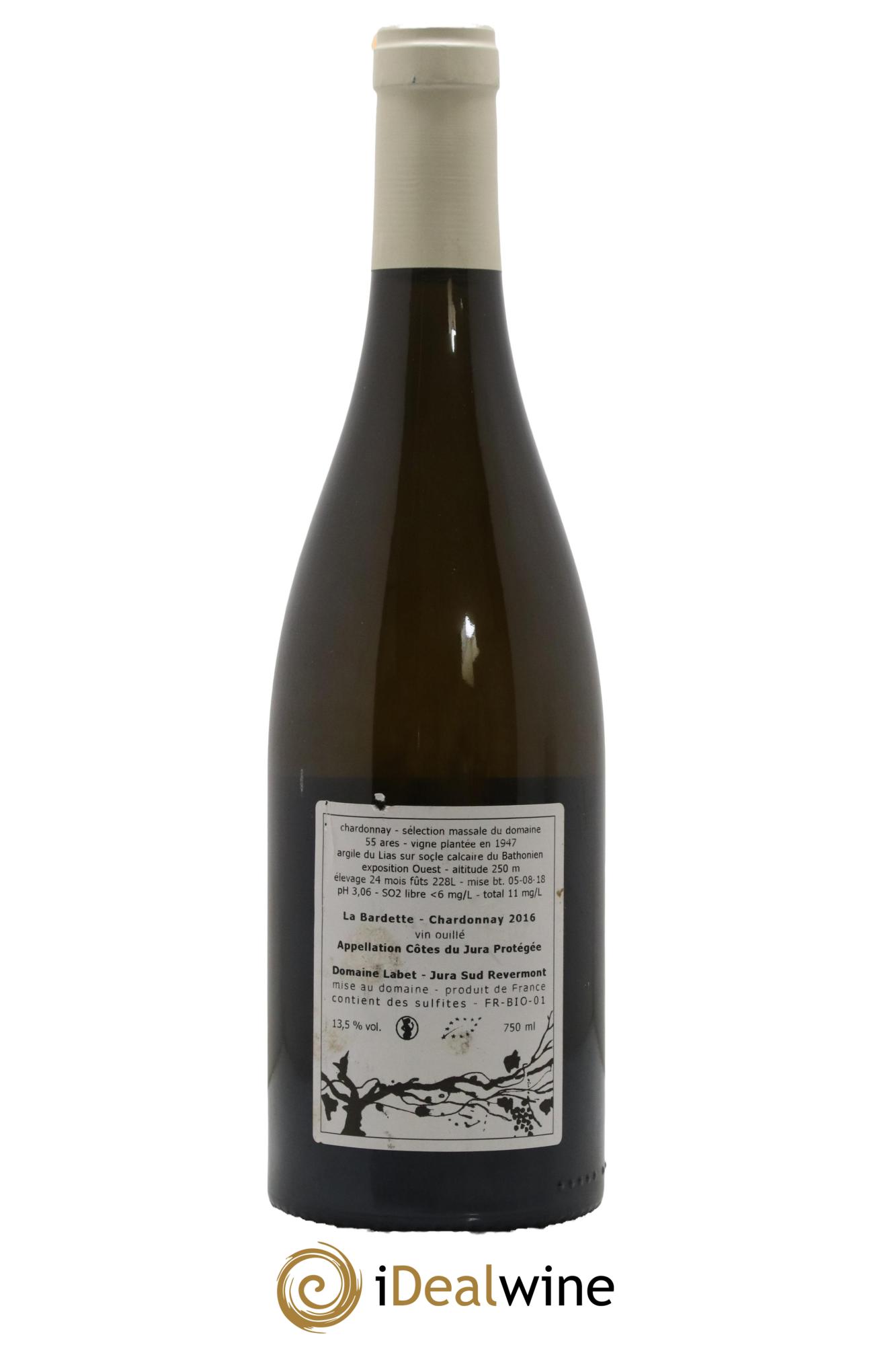 Côtes du Jura Chardonnay La Bardette Romain - Julien - Charline Labet 2016 - Lot de 1 bouteille - 1