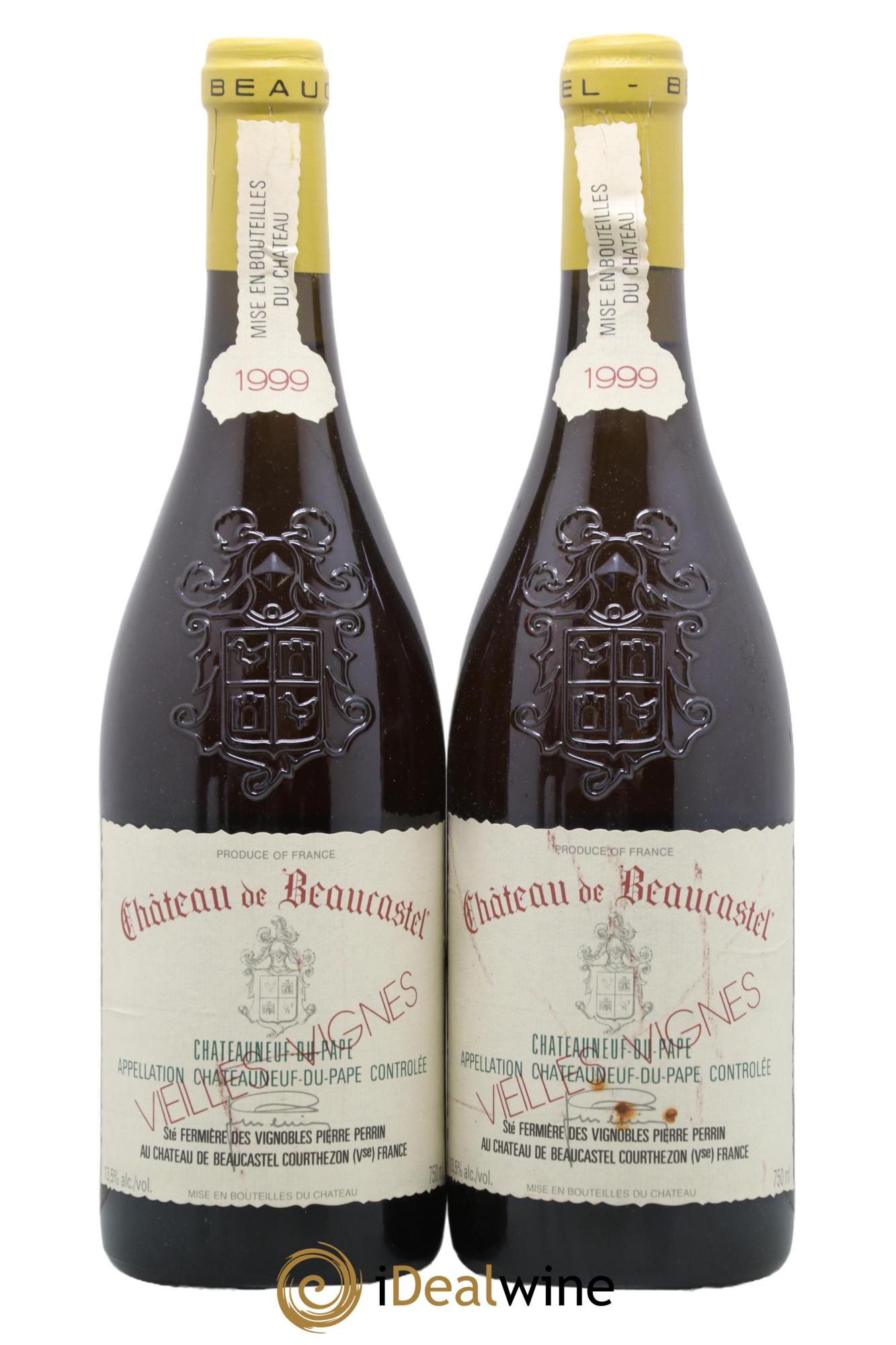 Châteauneuf-du-Pape Château de Beaucastel Vieilles vignes Roussanne Famille Perrin 1999 - Lot de 2 bouteilles - 0