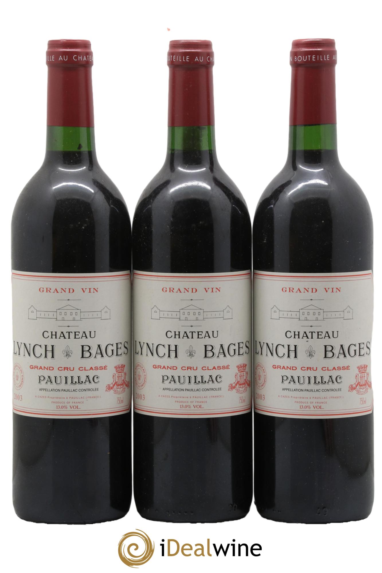 Château Lynch Bages 5ème Grand Cru Classé 2003 - Lot de 3 bouteilles - 0