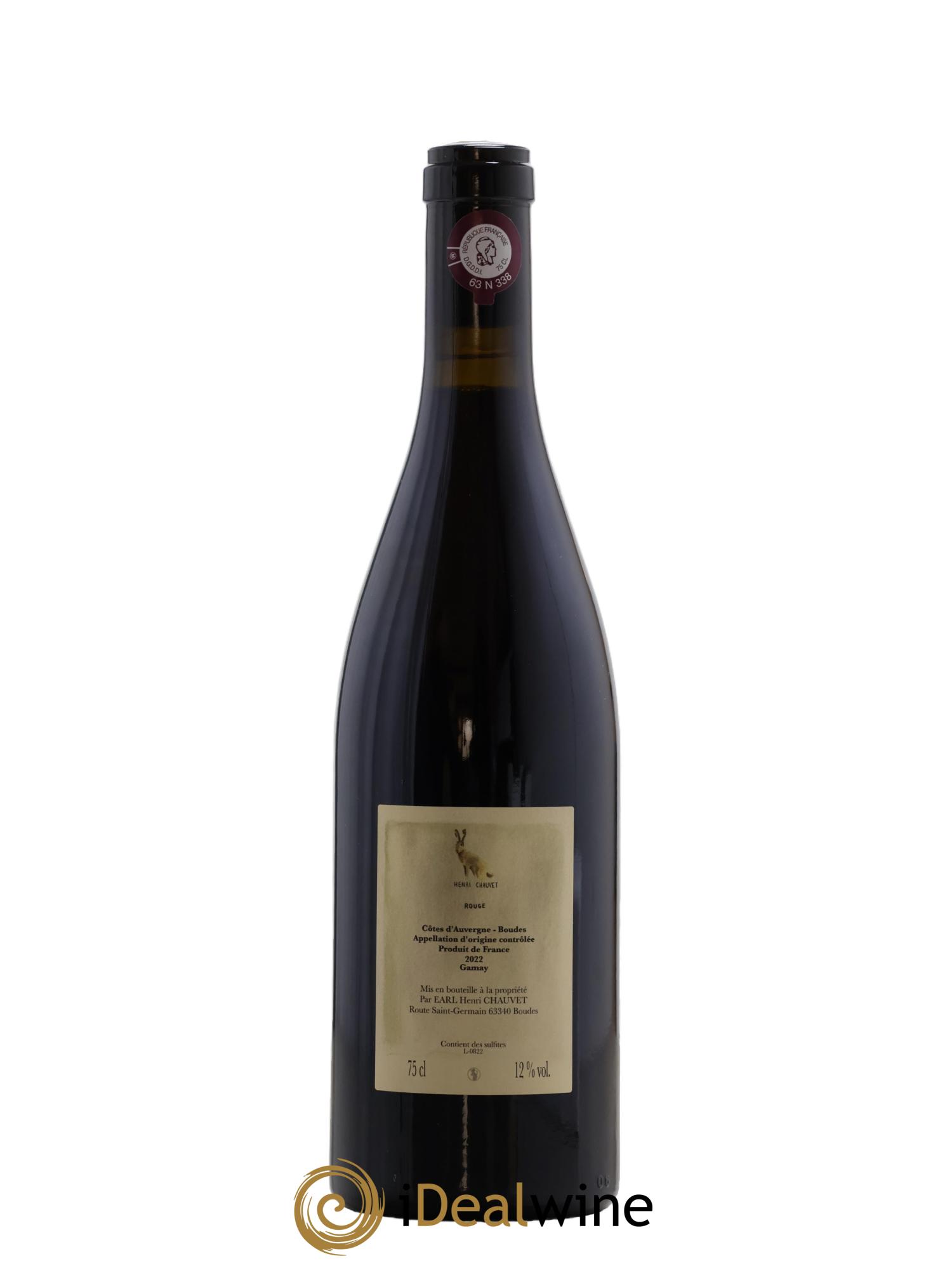 Côtes d'Auvergne Boudes Le Rouge Henri Chauvet 2022 - Lot de 1 bouteille - 1