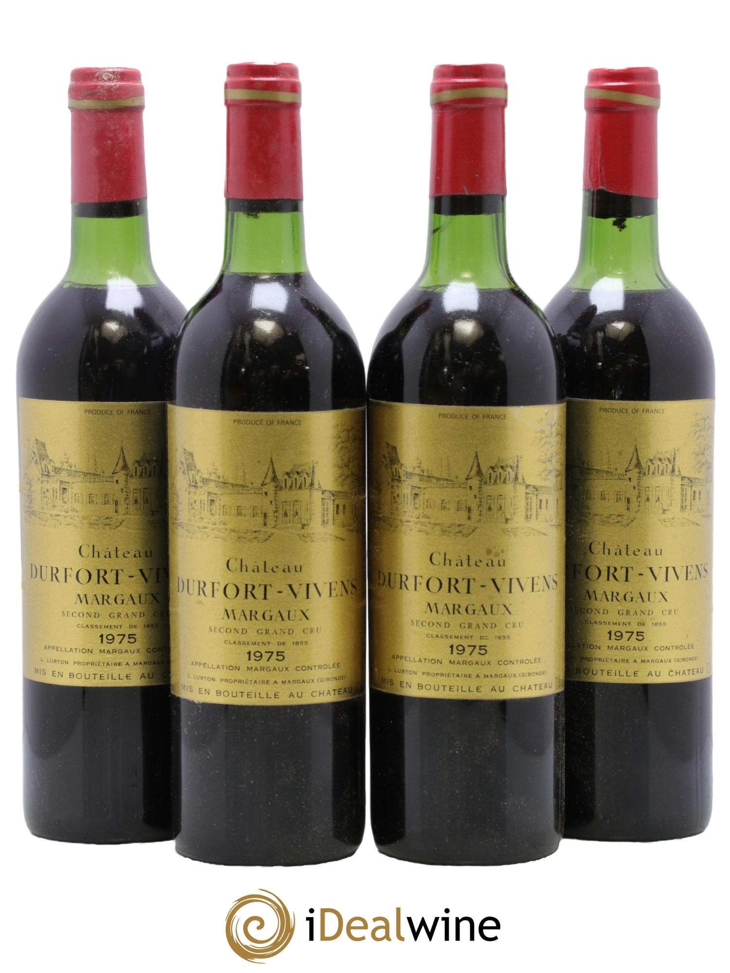 Château Durfort Vivens 2ème Grand Cru Classé 1975 - Posten von 4 Flaschen - 0