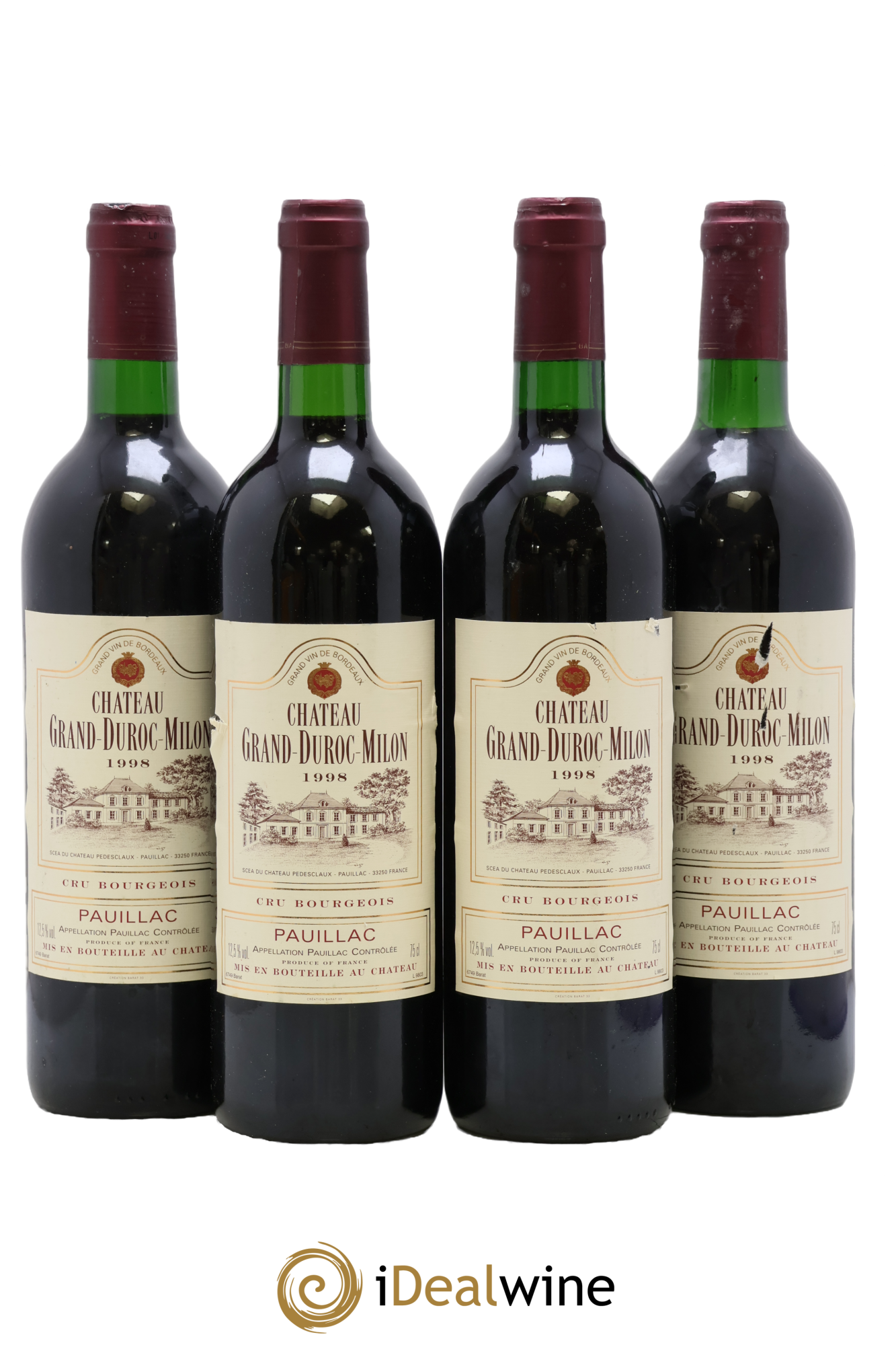 Pauillac Château Grand-Duroc-Milon 1998 - Lot de 4 bouteilles - 0
