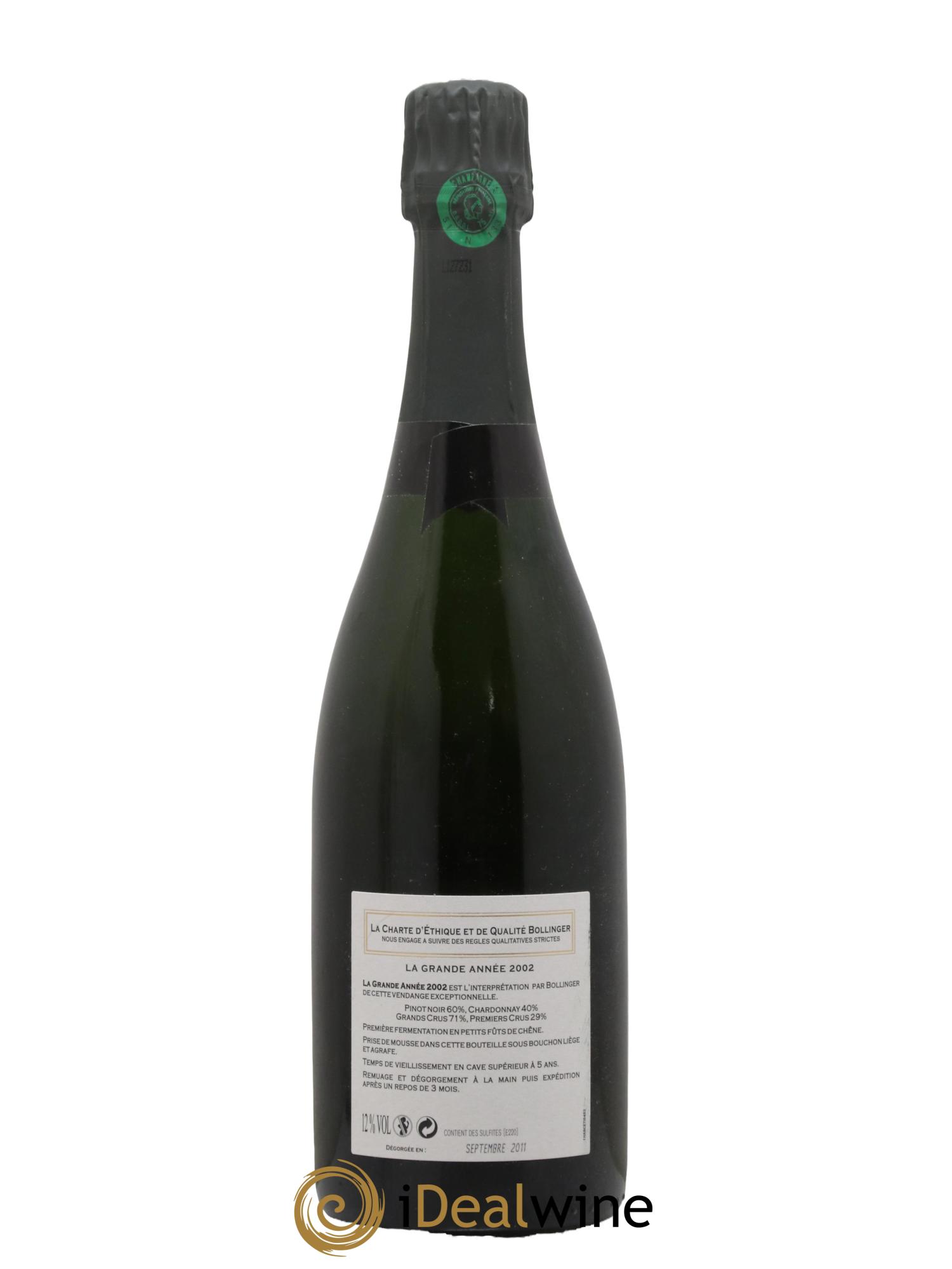 Grande Année Brut Bollinger 2002 - Lot of 1 bottle - 1