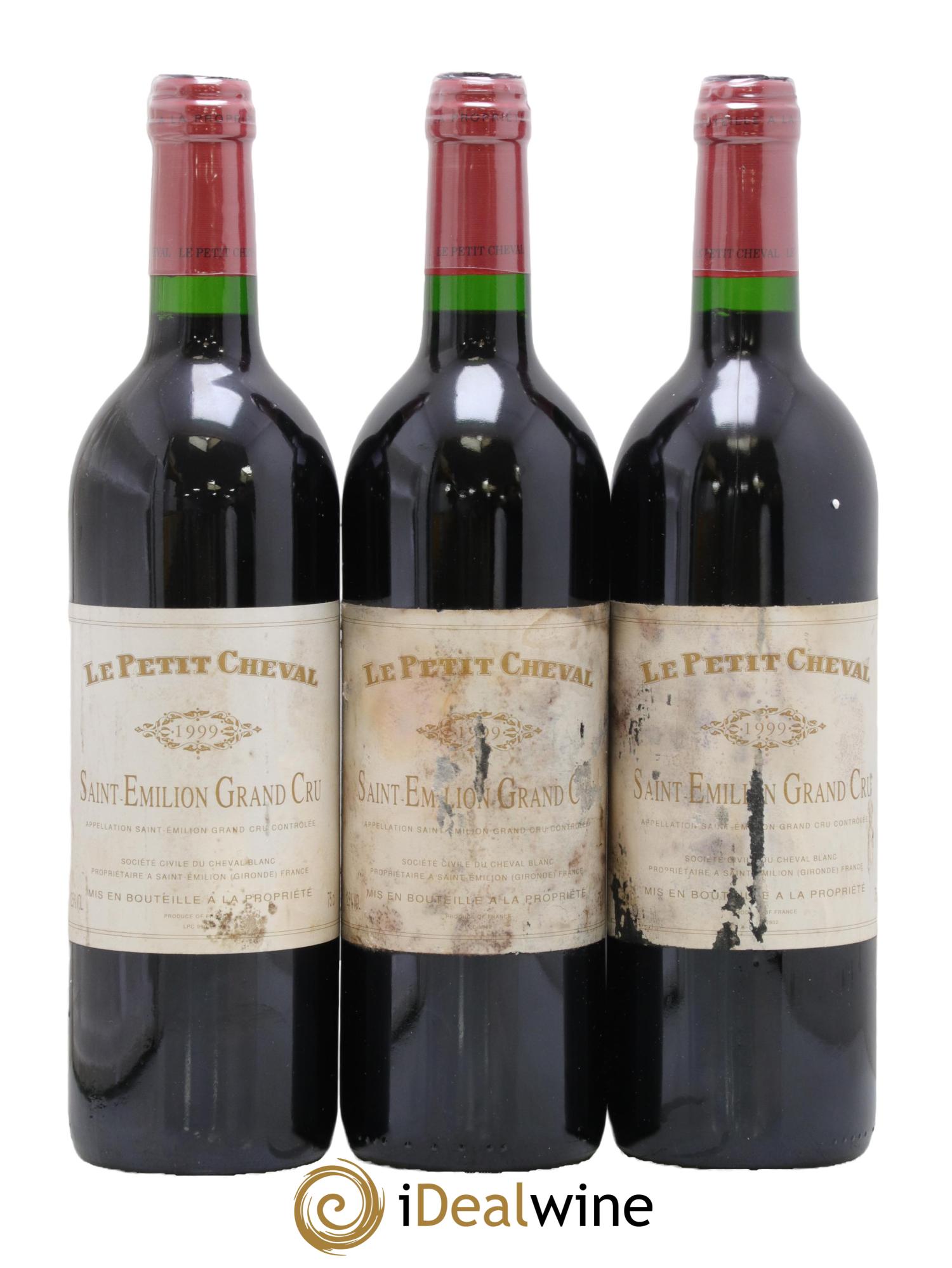 Le Petit Cheval Second Vin 1999 - Lot of 3 bottles - 0