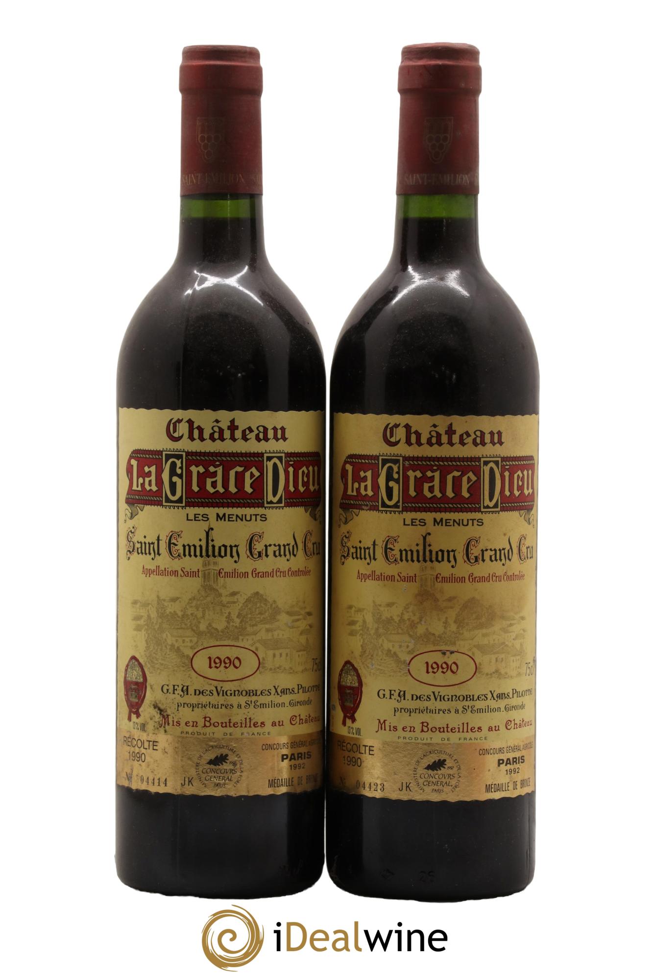 Château la Grâce Dieu les Menuts 1990 - Lot de 2 bouteilles - 0