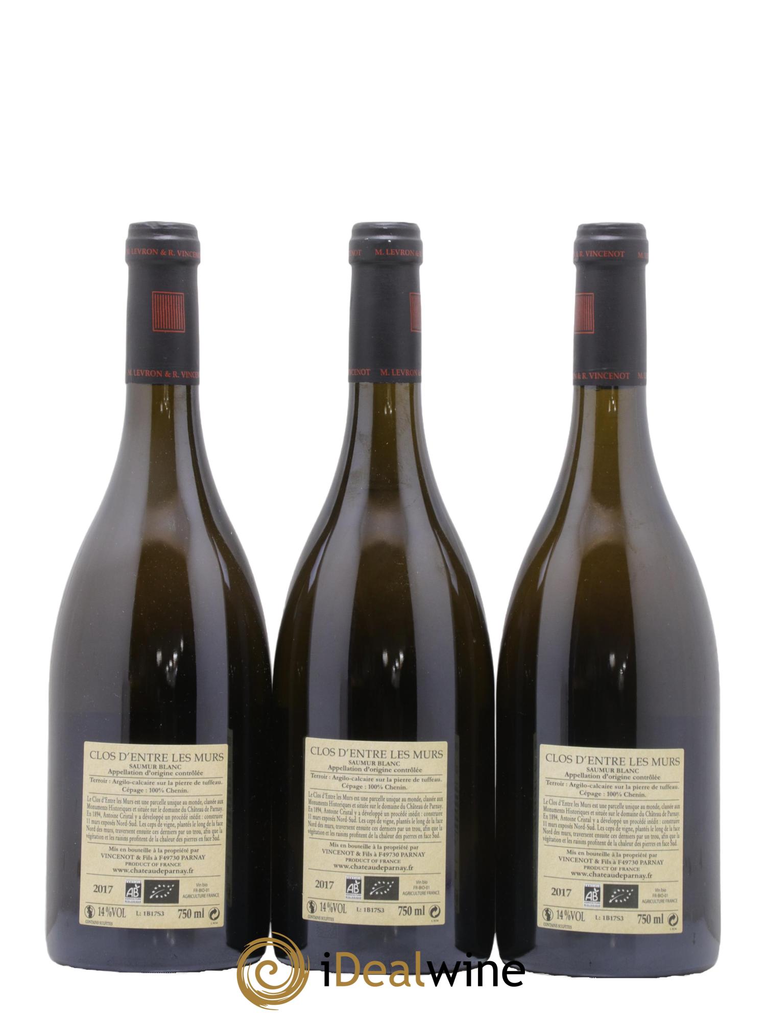 Saumur Clos d'Entre les Murs Château de Parnay  2017 - Lot de 3 bouteilles - 1