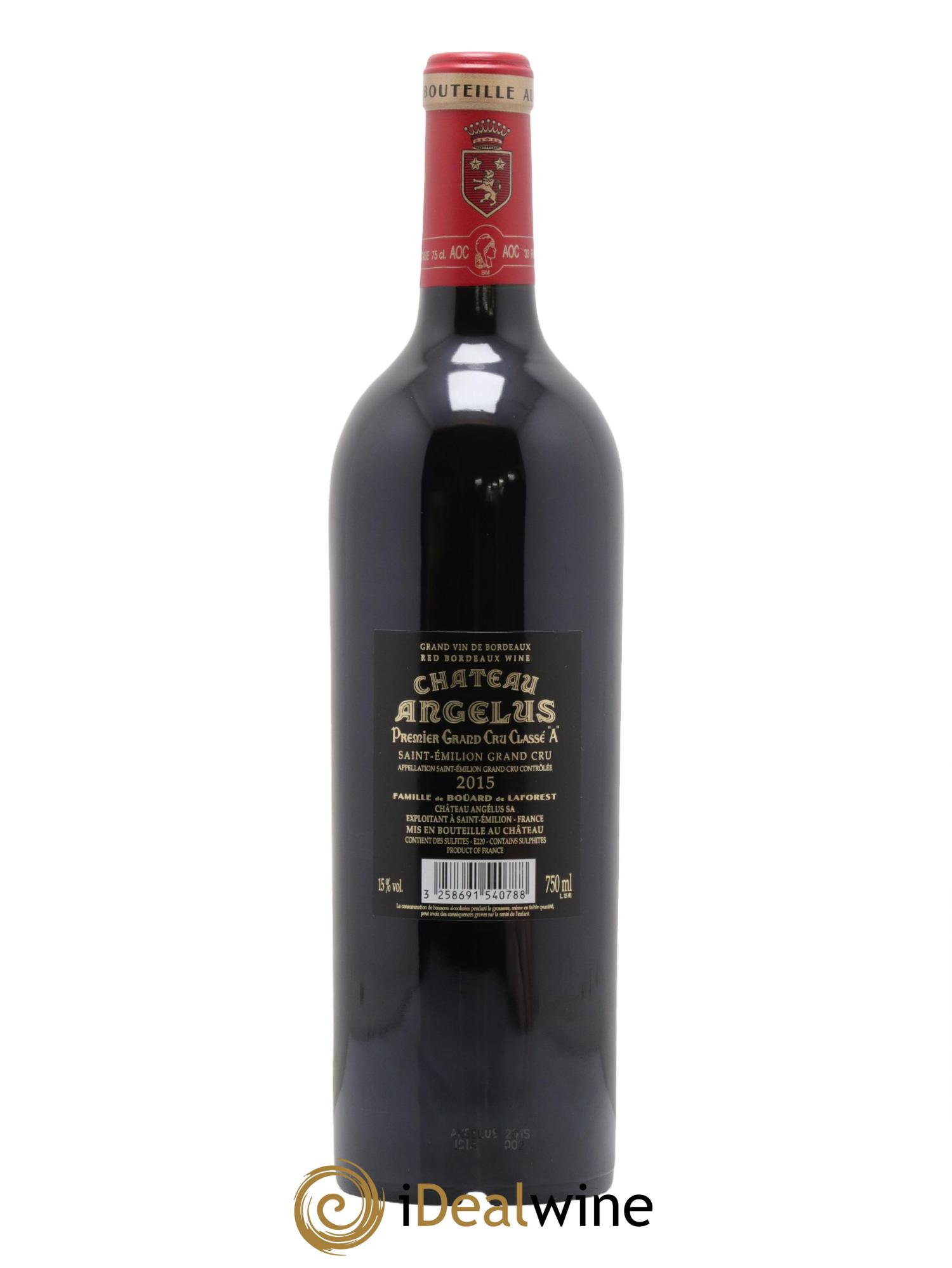 Château Angélus 1er Grand Cru Classé A 2015 - Lot de 1 bouteille - 1
