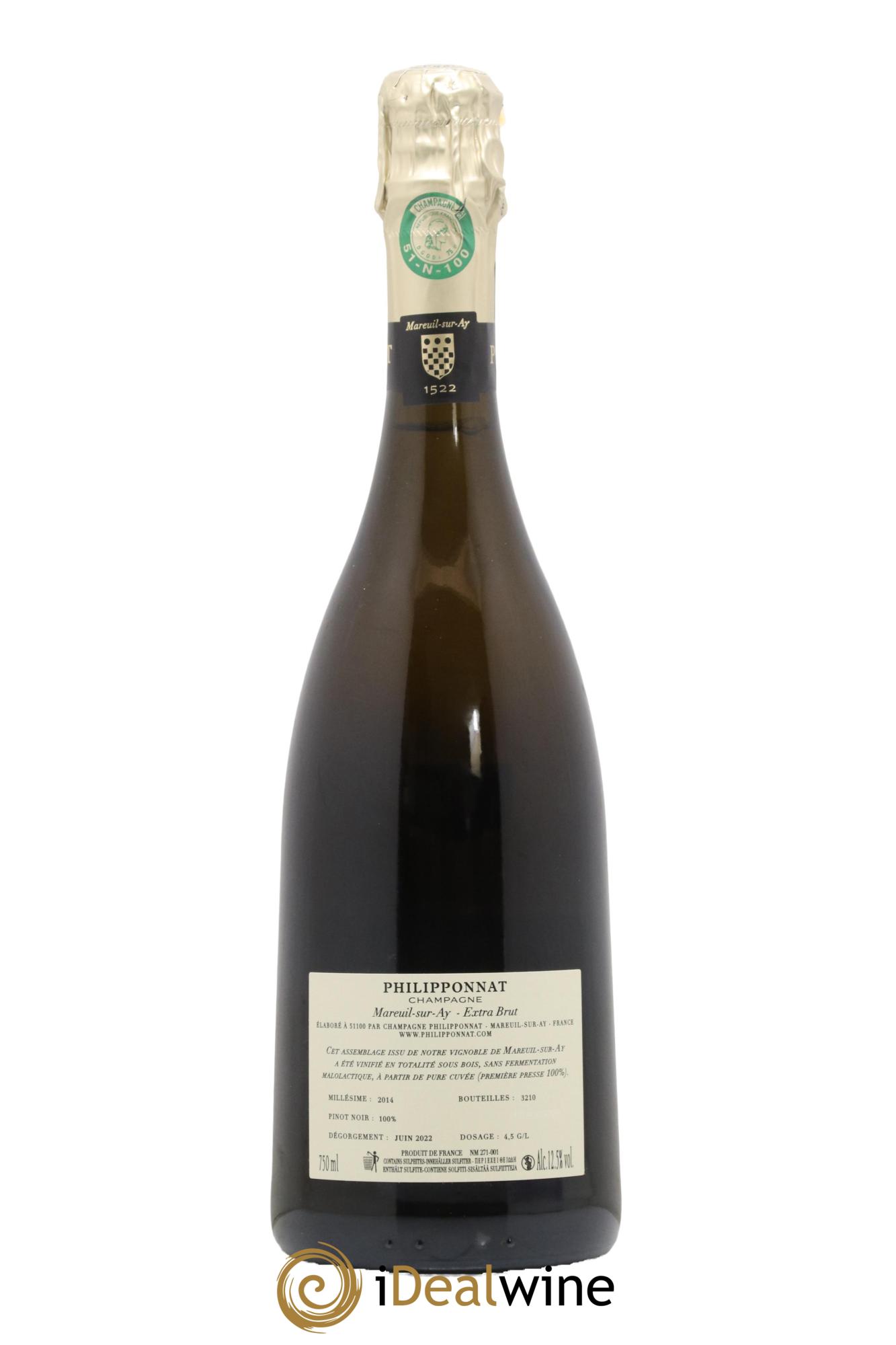 Mareuil-Sur-Ay 1er Cru Extra-Brut Philipponnat  2014 - Lotto di 1 bottiglia - 2