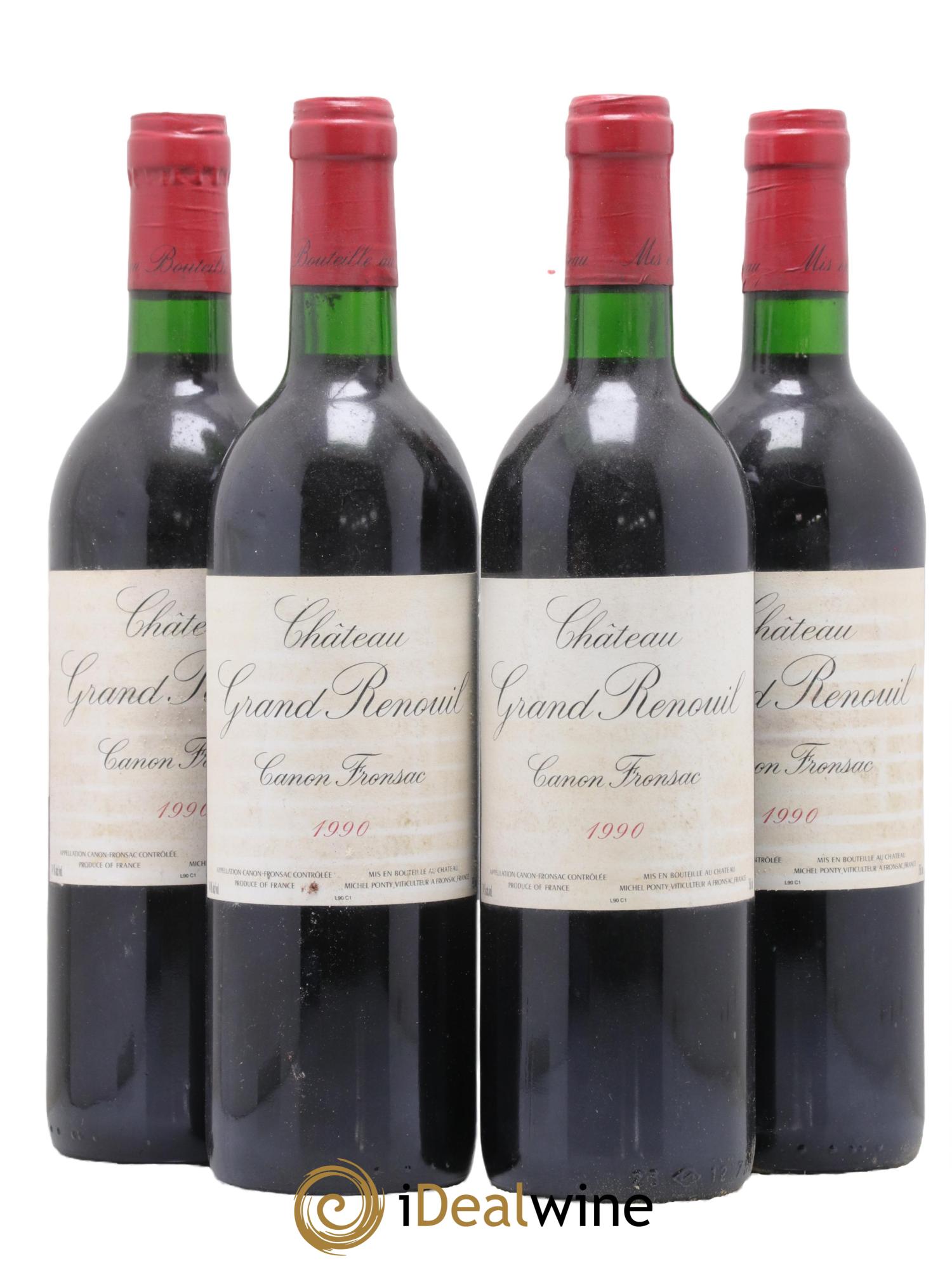 Canon-Fronsac Chateau Grand Renouil 1990 - Lot de 4 bouteilles - 0