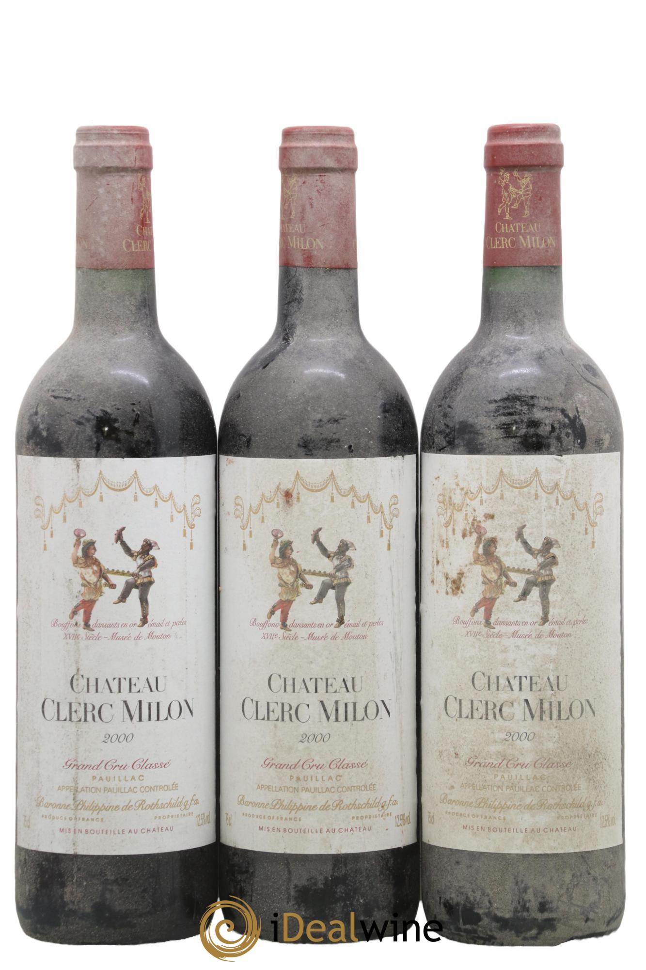 Château Clerc Milon 5ème Grand Cru Classé 2000 - Lot de 3 bouteilles - 0