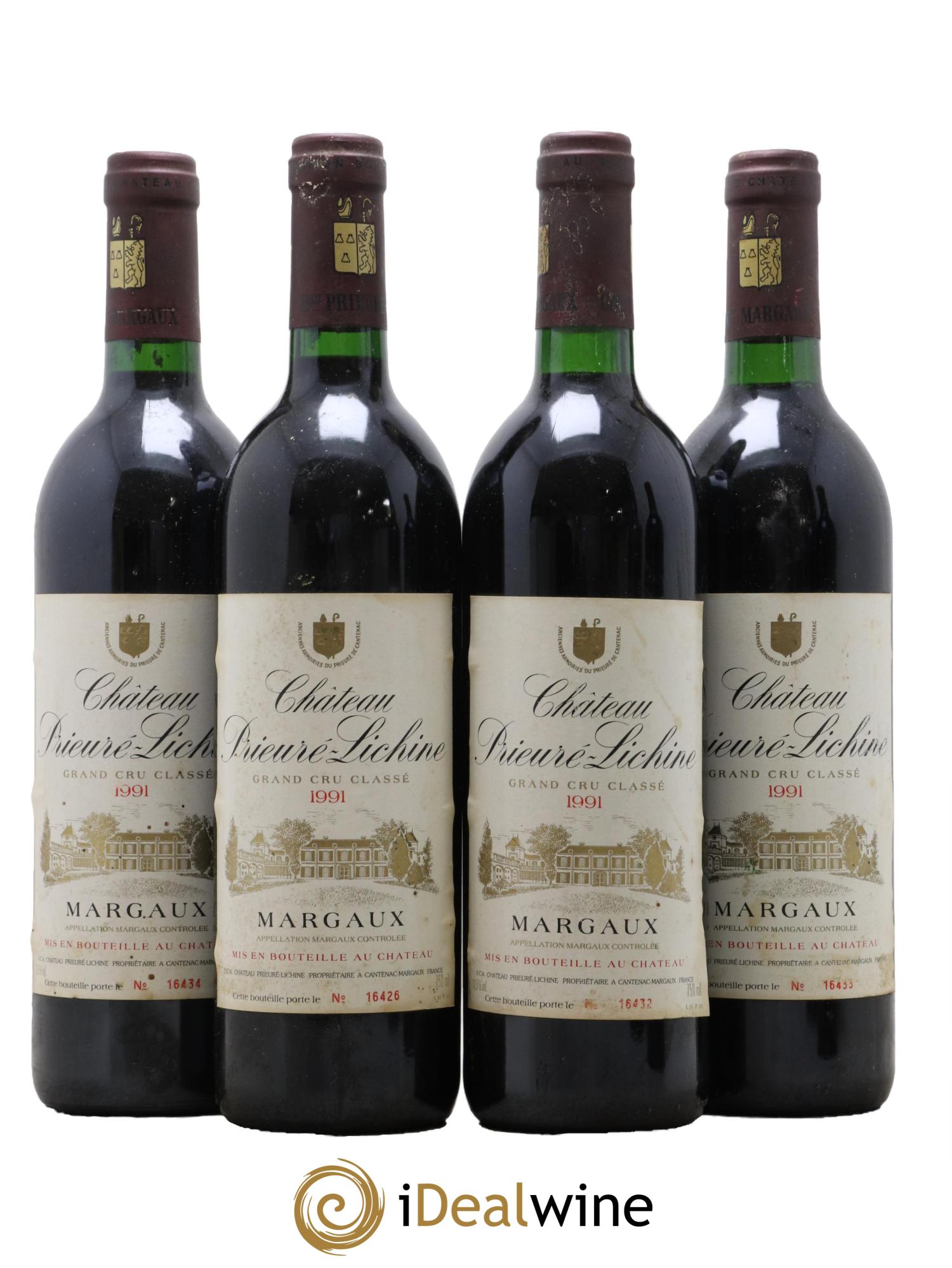 Château Prieuré Lichine 4ème Grand Cru Classé 1991 - Lot de 4 bouteilles - 0