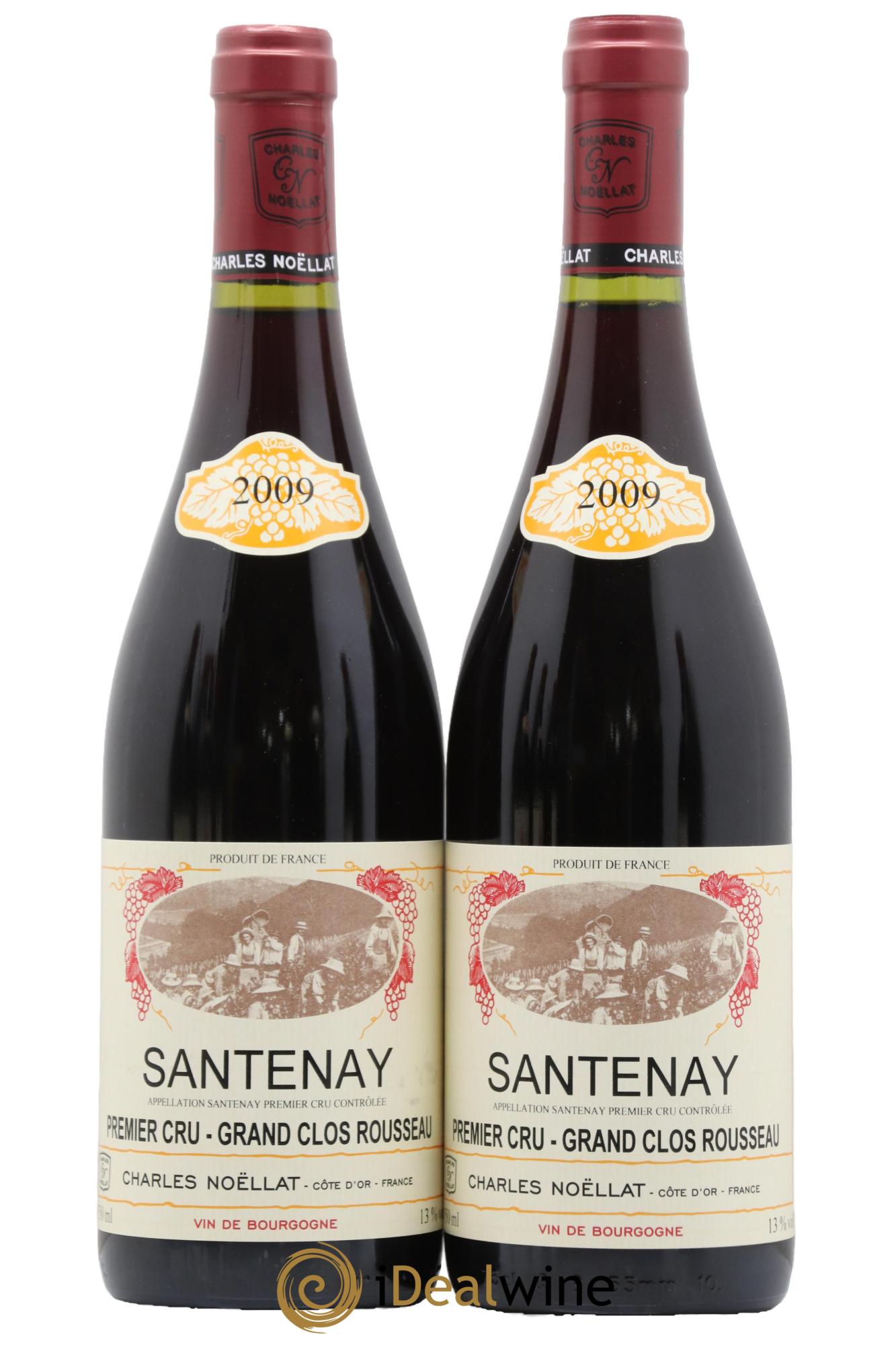 Santenay 1er Cru Grand Clos Rousseau Charles Noellat 2009 - Lot de 2 bouteilles - 0