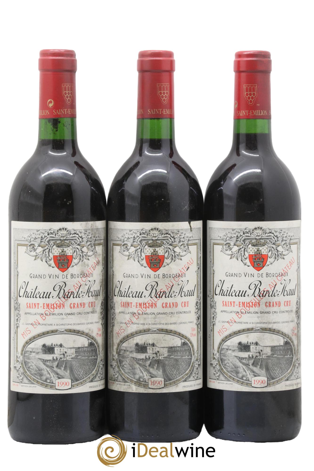 Château Barde Haut Grand Cru Classé 1990 - Lot de 3 bouteilles - 0
