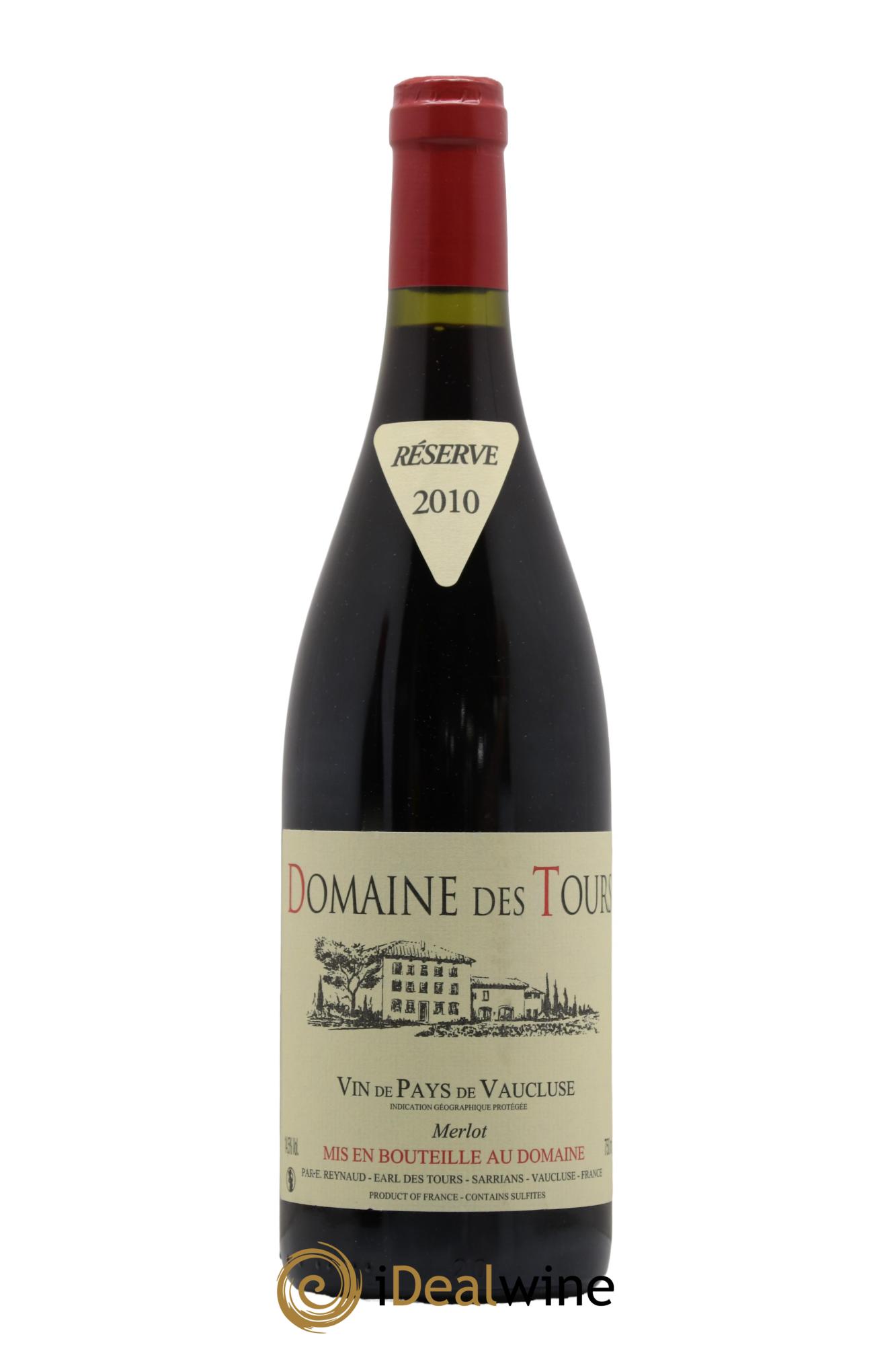 Vaucluse Domaine des Tours Merlot Emmanuel Reynaud 2010 - Lot de 1 bouteille - 0