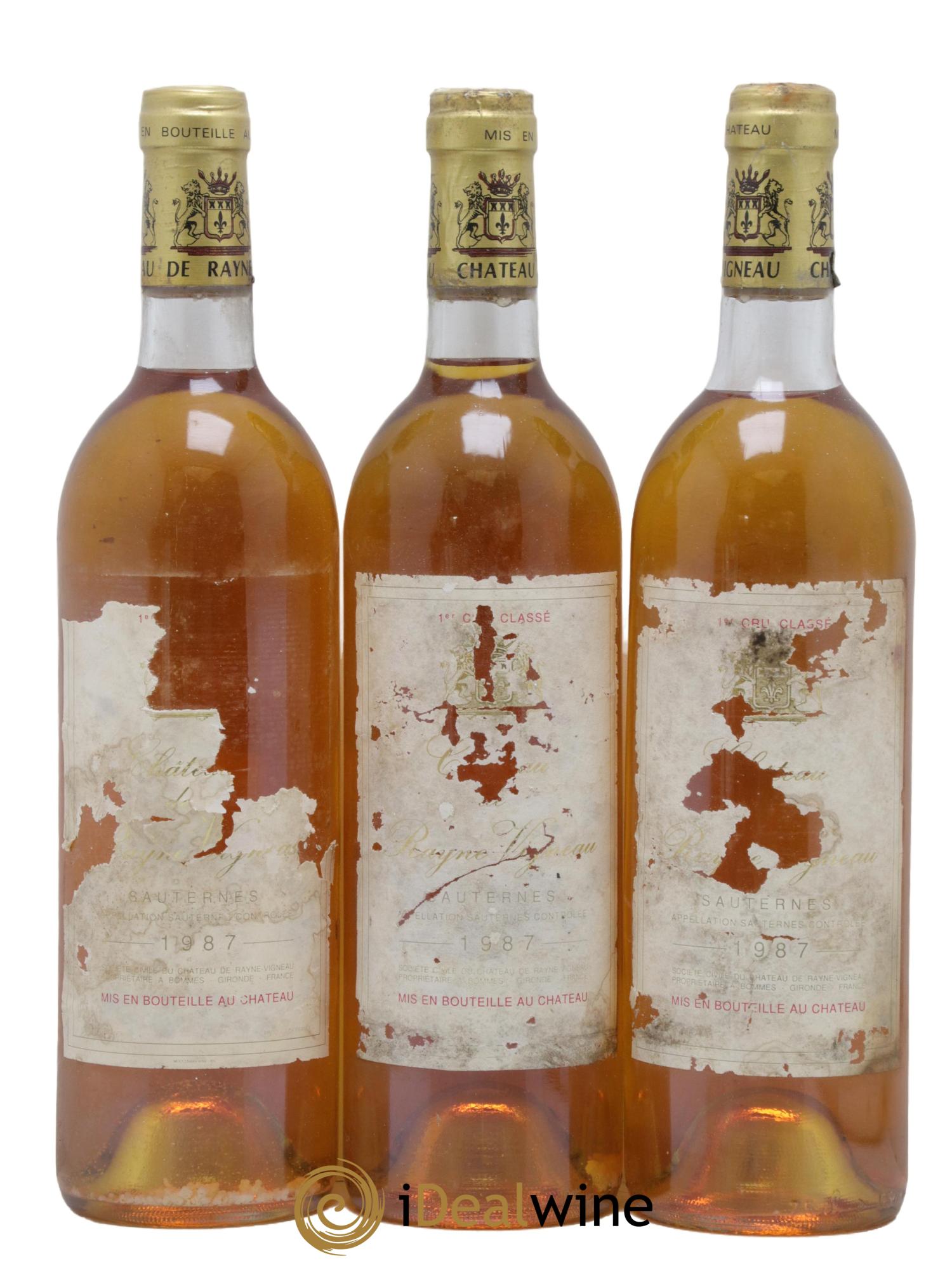 Château de Rayne Vigneau 1er Grand Cru Classé 1987 - Lot of 3 bottles - 0