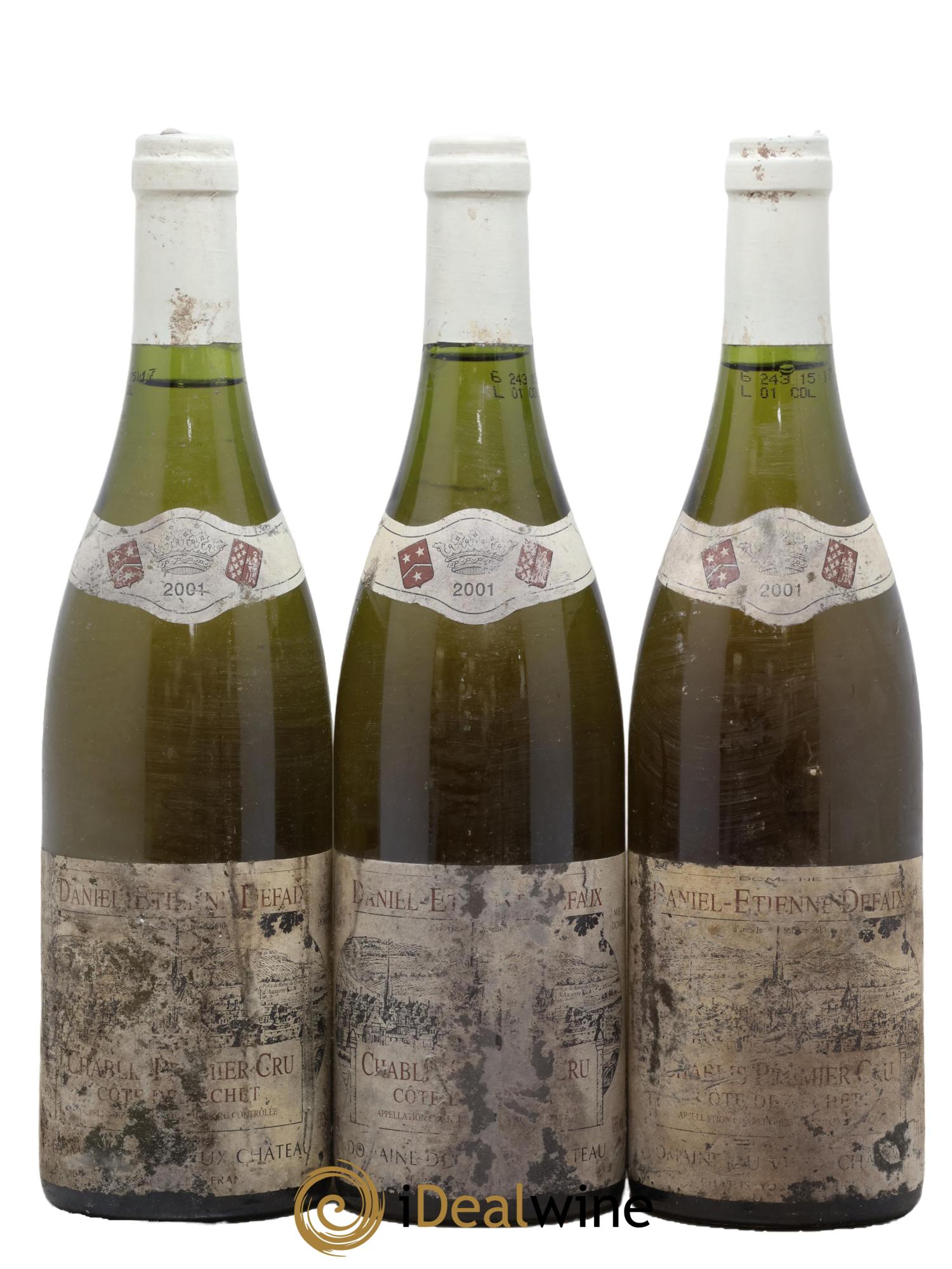Chablis 1er Cru Côte de Léchet Daniel-Etienne Defaix 2001 - Lot of 3 bottles - 0