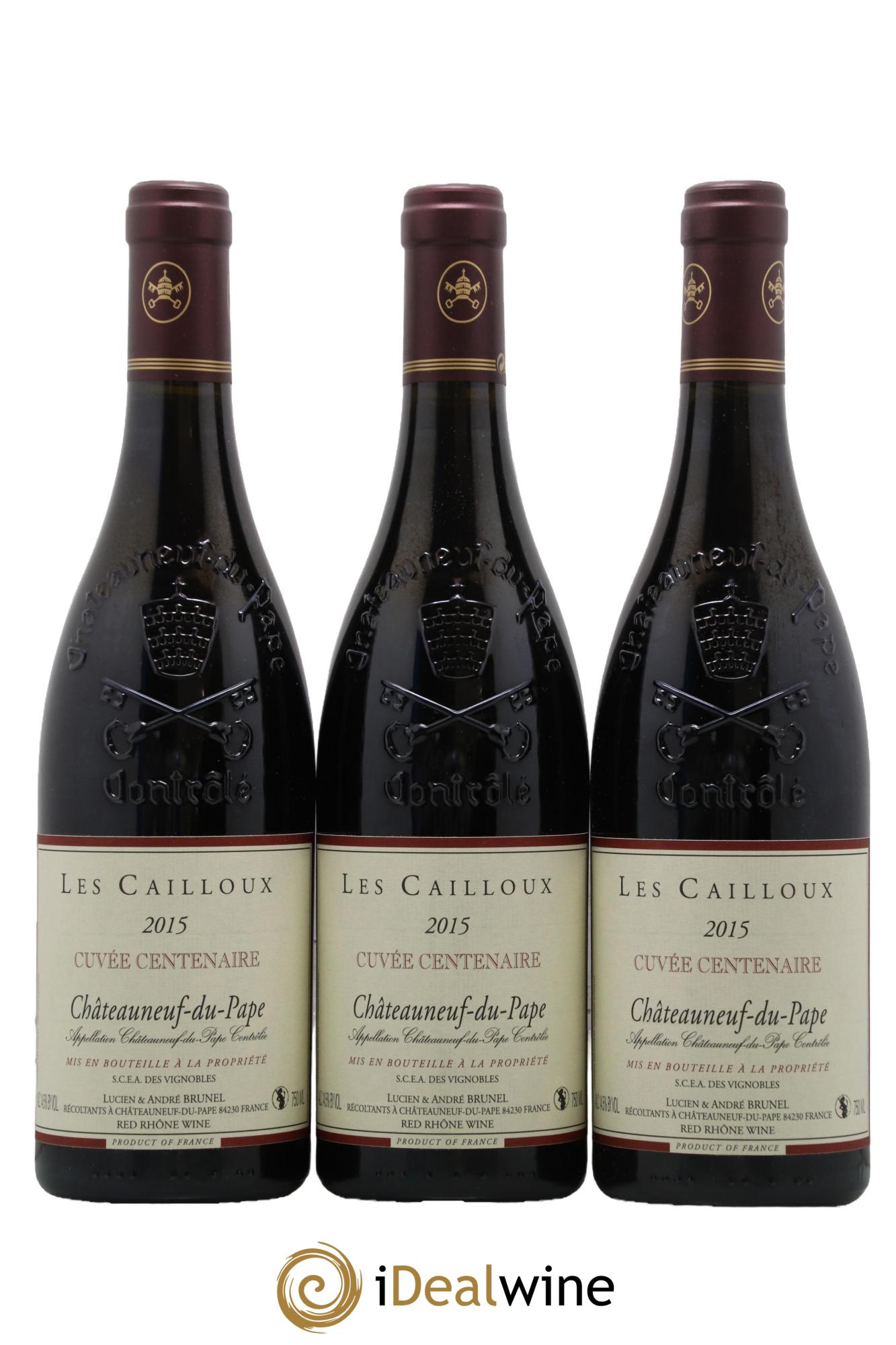 Châteauneuf-du-Pape Les Cailloux Cuvée Centenaire André Brunel 2015 - Lot de 3 bouteilles - 0