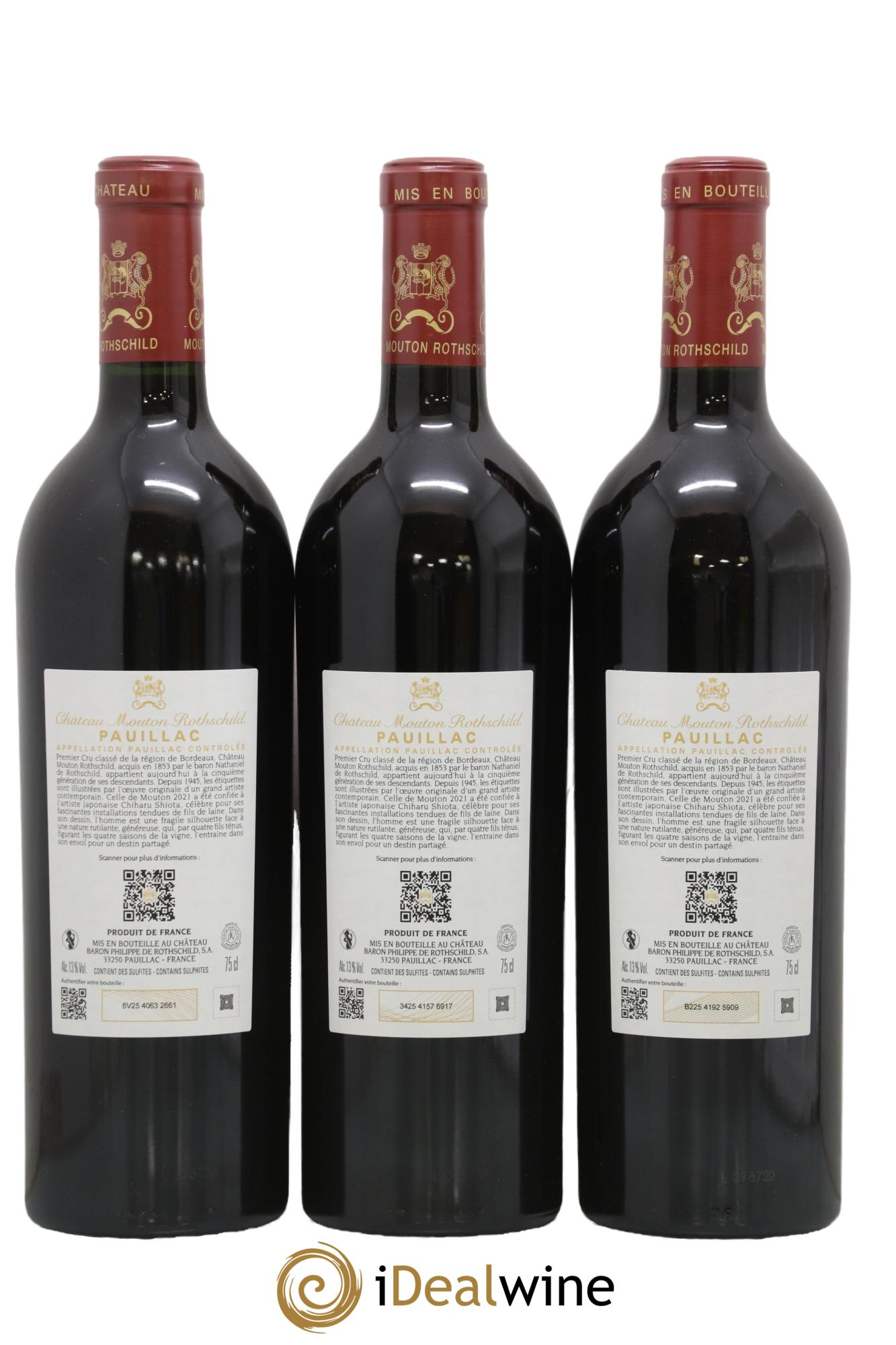 Château Mouton Rothschild 1er Grand Cru Classé  2021 - Lot of 3 bottles - 1
