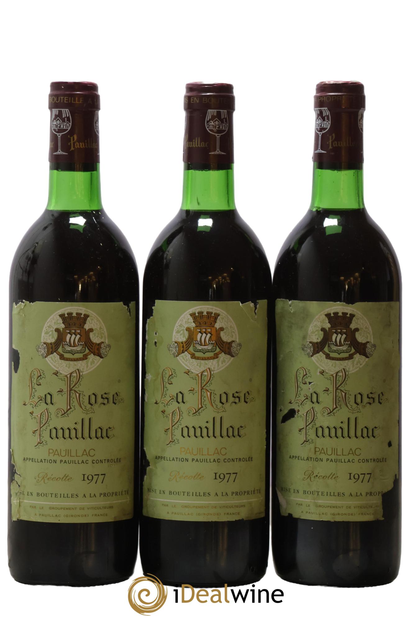 La Rose Pauillac 1977 - Lot of 3 bottles - 0