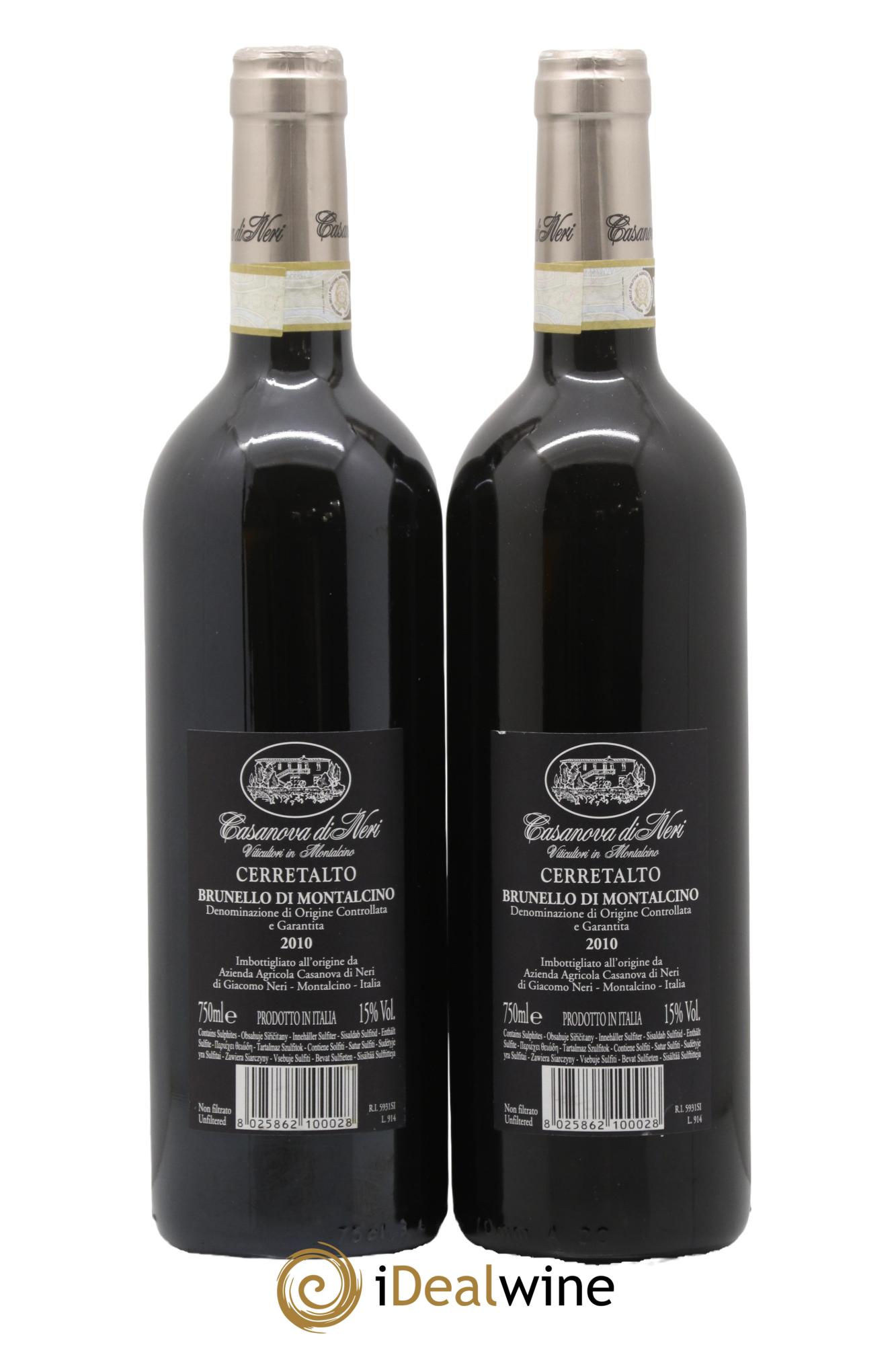 Brunello di Montalcino DOCG Cerretalto Casanova di Neri - Giacomo Neri 2010 - Lotto di 2 bottiglie - 1